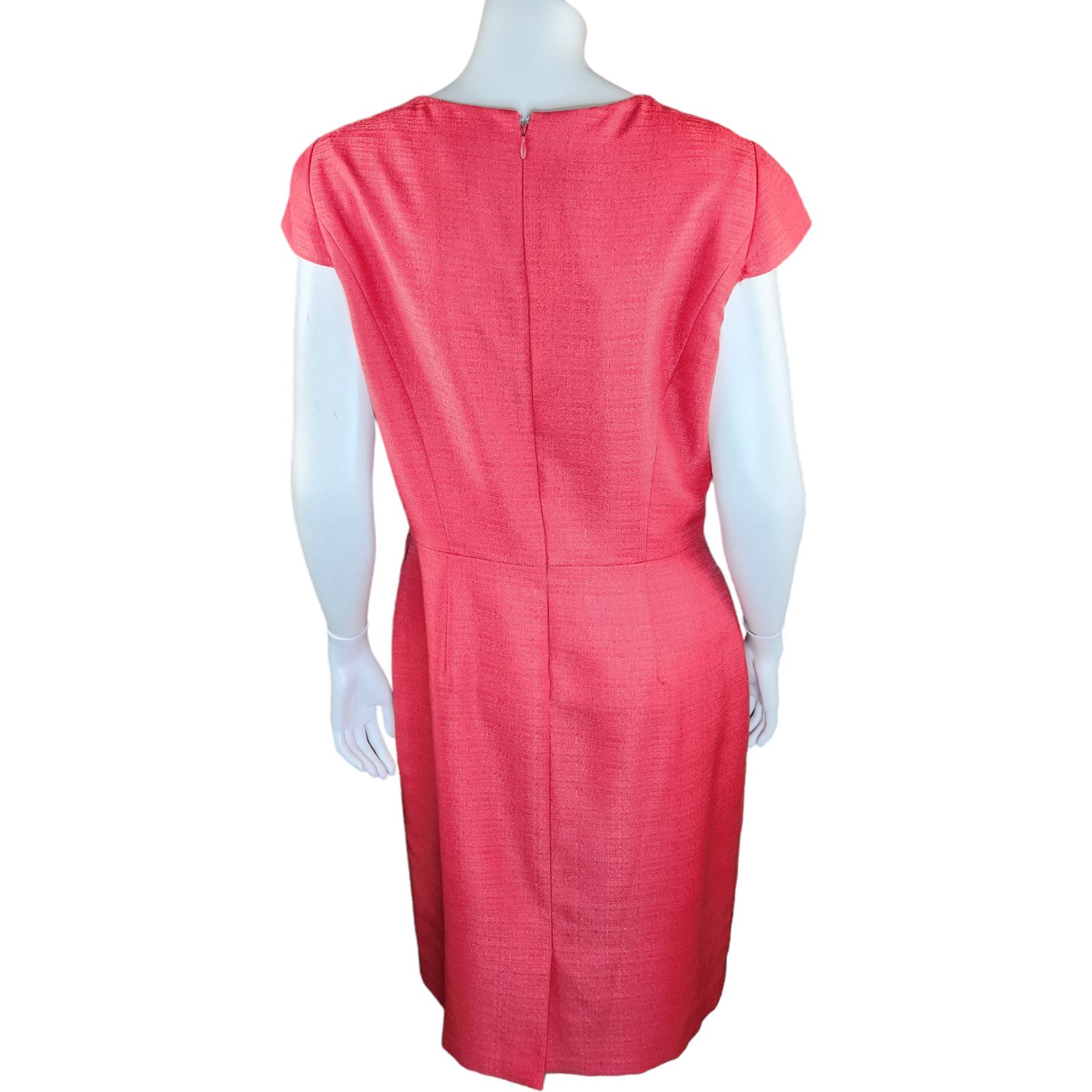 Preston & York Preston & York Womens 8 Coral Sheath Midi Dress Lined Size M / US 6-8 / IT 42-44 - 15 Thumbnail