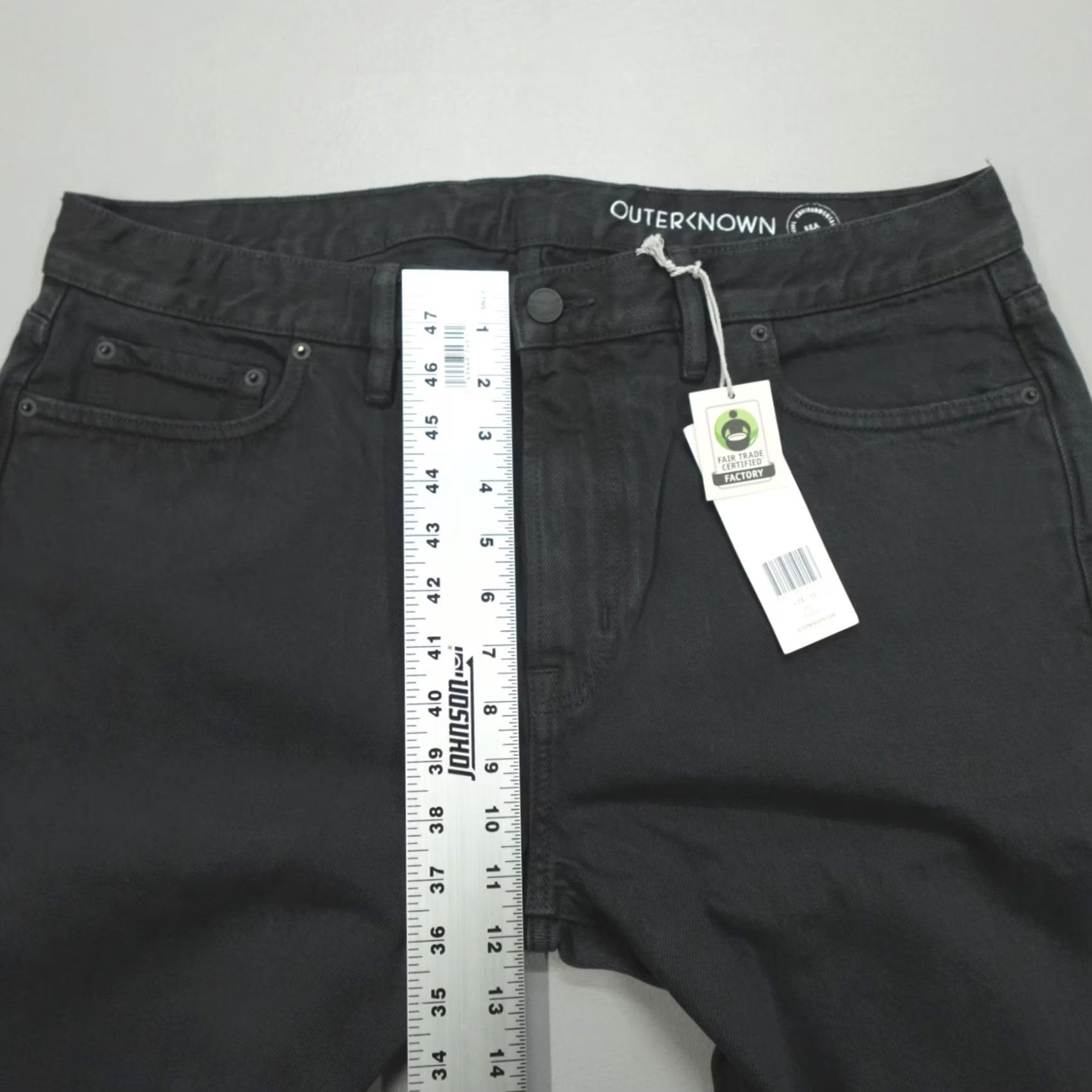 Outerknown Outerknown SEA Jeans Drifter Tapered Size 36x30 Organic Cotton Pitch Black Mens Jeans Casual Distressed Regular Fit 5-Pocket Denim Gold Button Closure Size US 36 / EU 52 - 6 Thumbnail