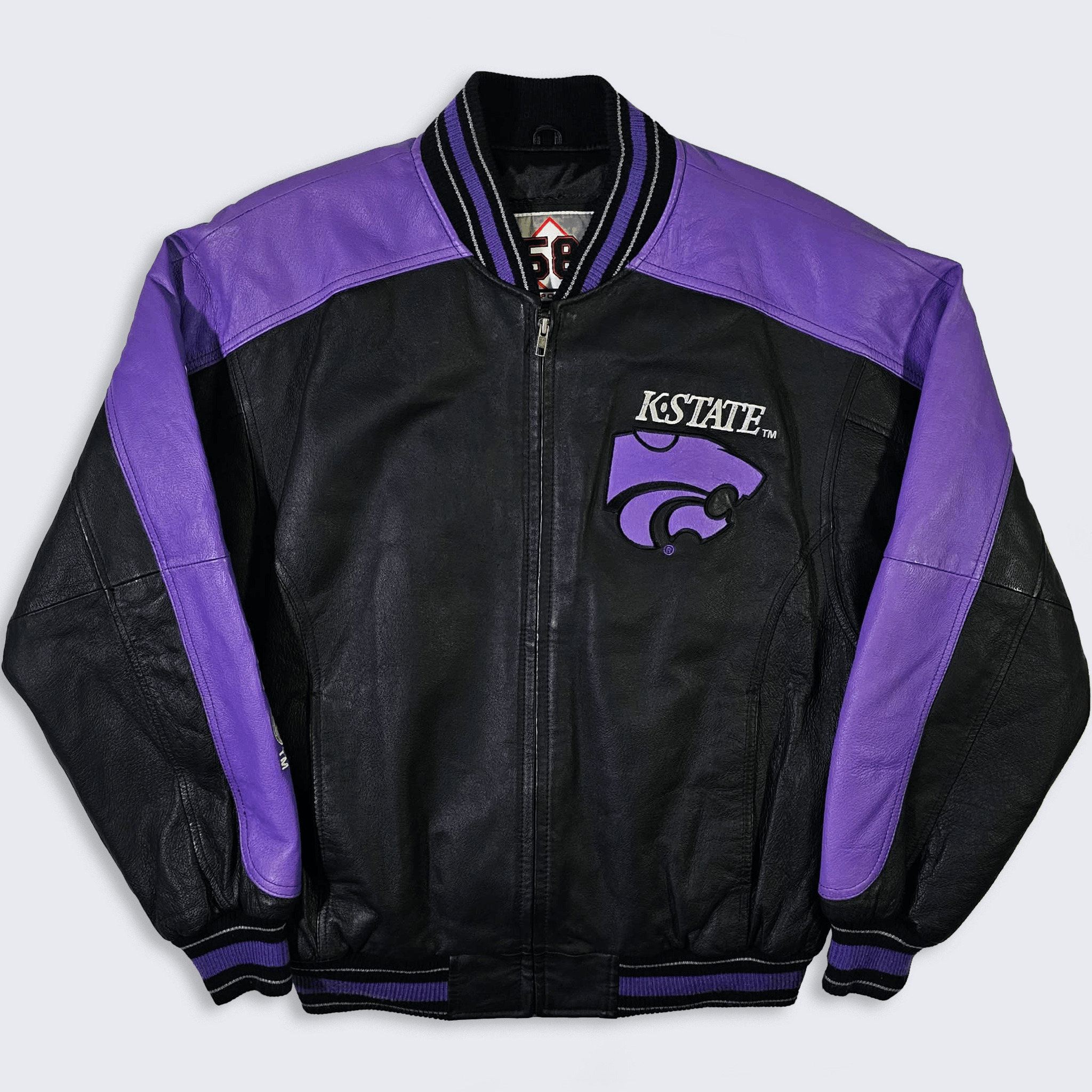 NCAA Kansas State Wildcats Vintage 90s Leather Bomber Jacket Size US M / EU 48-50 / 2 - 2 Thumbnail