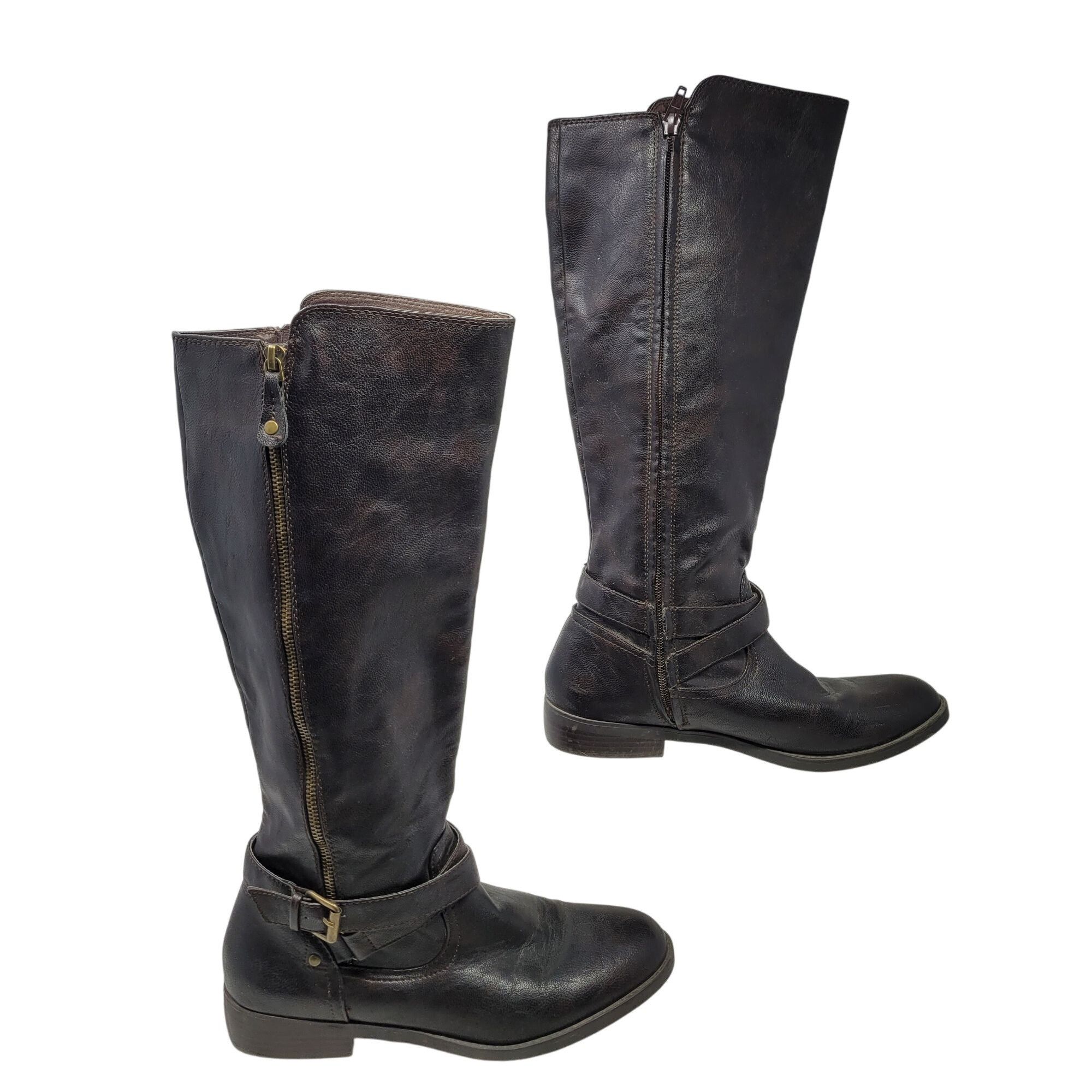 Designer Report Harmoni Womens Vegan Tall Brown Knee-High Buckle Boot Size US 10 / IT 40 - 10 Thumbnail