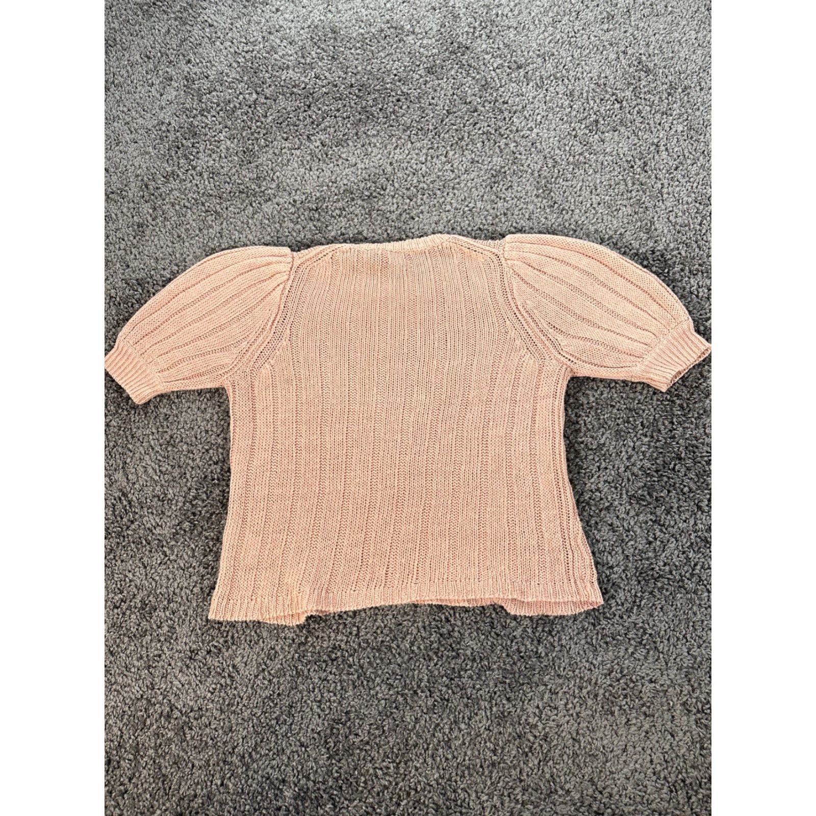 J.Crew J.CREW T-Shirt Womens Small Linen Cable Knit Balloon Sleeve Crew Neck Pink S Womens Size S / US 4 / IT 40 - 6 Thumbnail