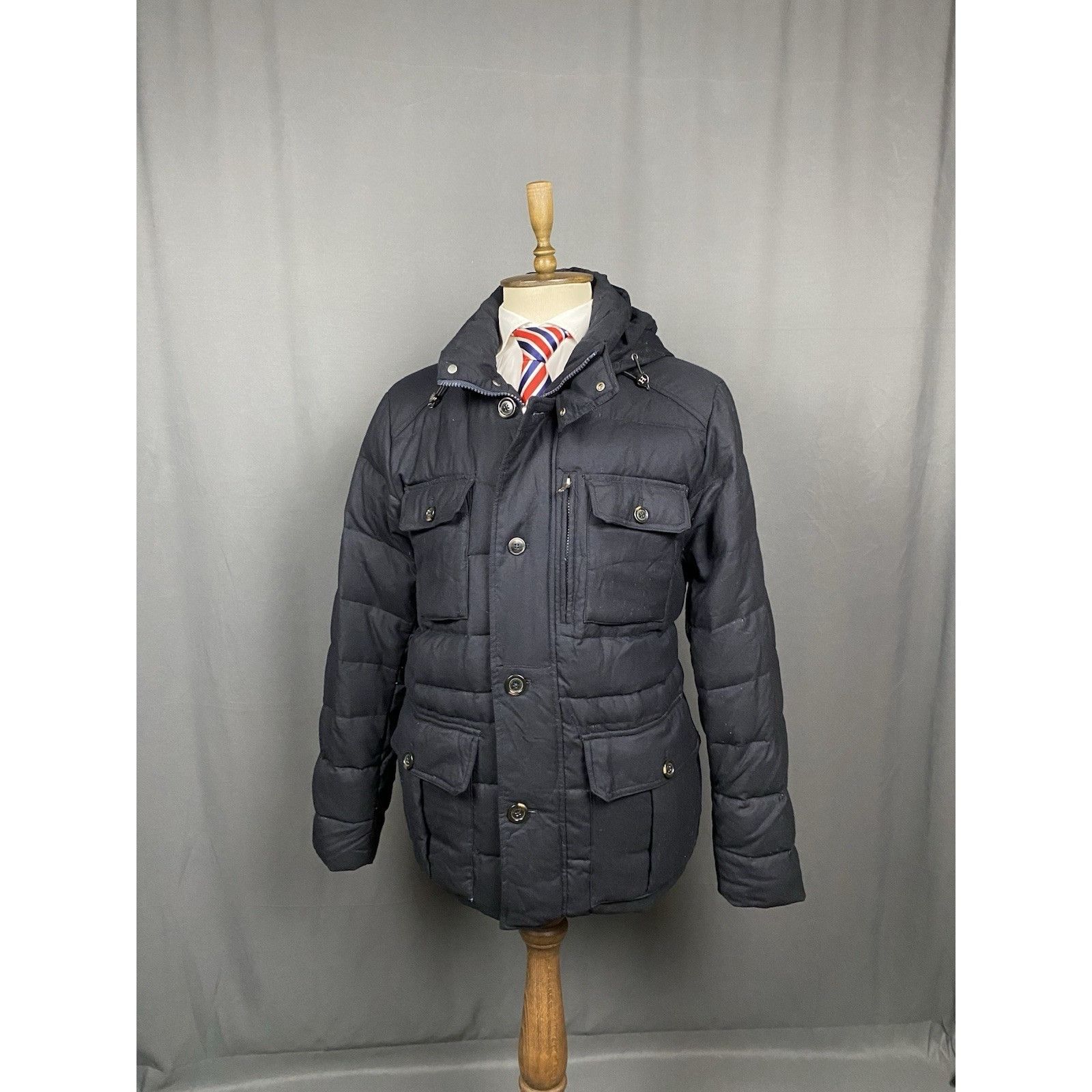 Hackett Hackett Men's Black Down Insulated Wool Puffer Parka Coat Ja Size US XXL / EU 58 / 5 - 4 Thumbnail