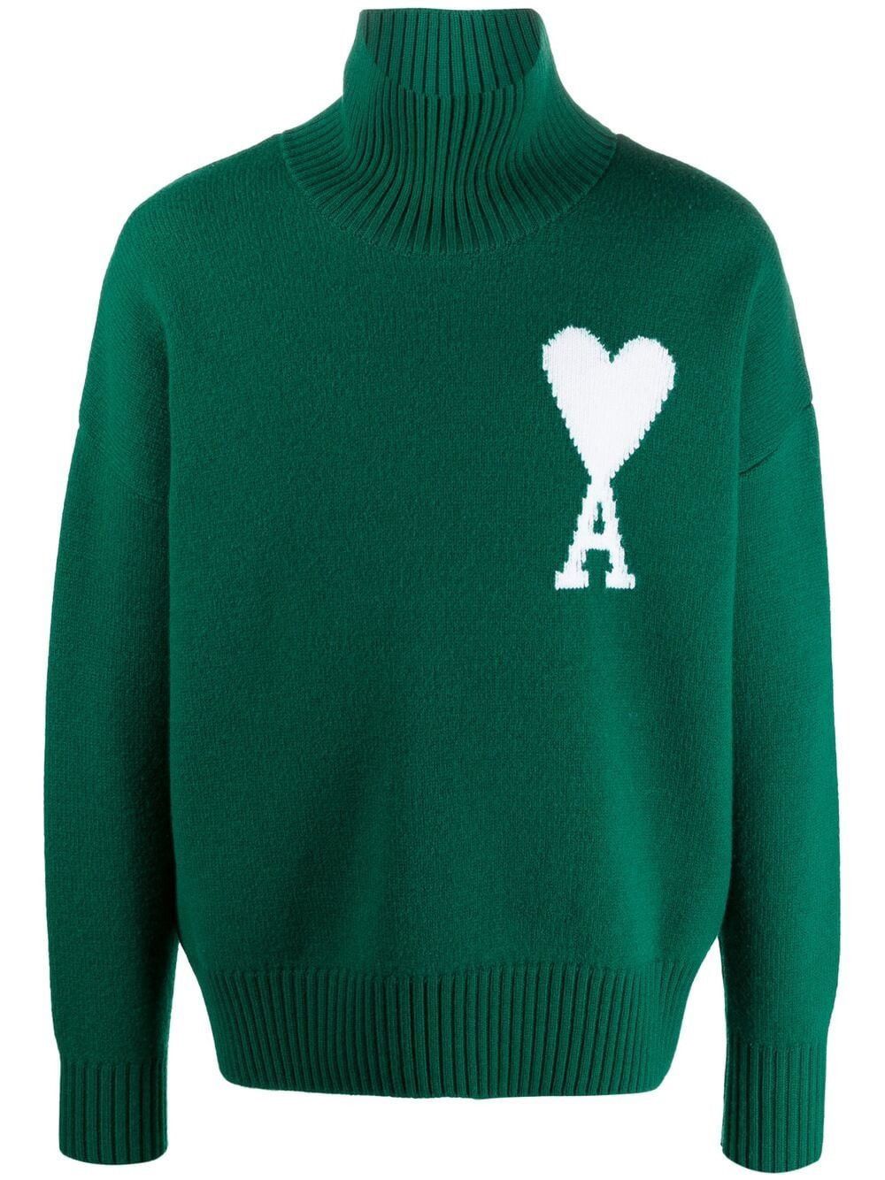AMI AMI Paris Green Ami De Cœur Turtleneck Size US S / EU 44-46 / 1 - 2 Thumbnail
