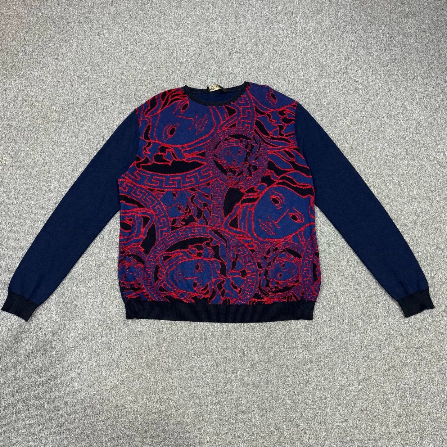 Versace Versace Navy Medusa Knit Sweater 56 mint Size XL / US 12-14 / IT 48-50 - 1 Thumbnail