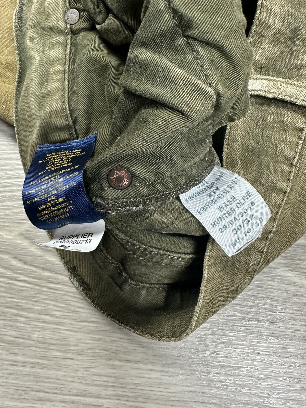 Polo Ralph Lauren × Vintage Vintage Polo Ralph Lauren Sullivan Slim Denim Olive Jeans Size US 30 / EU 46 - 11 Thumbnail