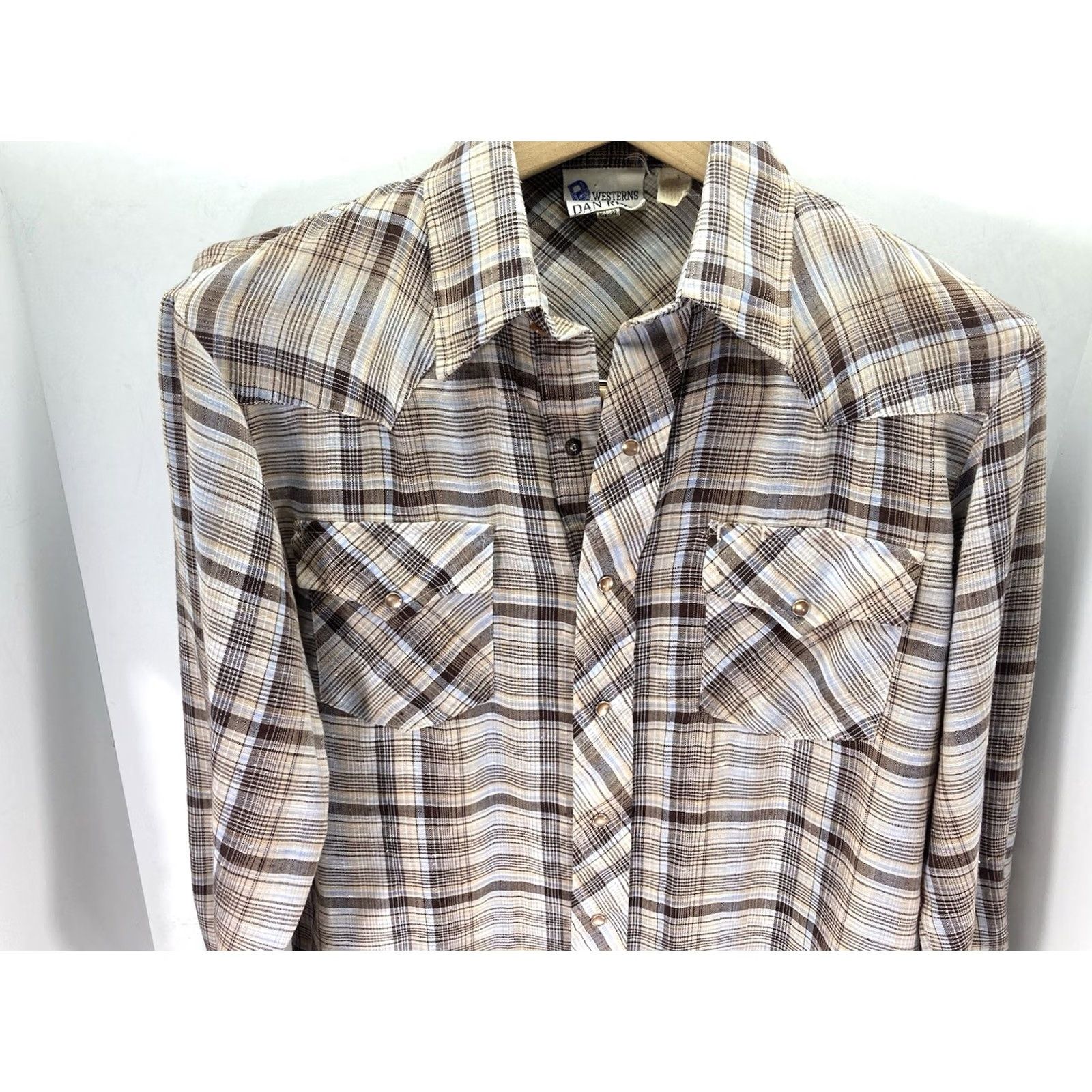 Vintage VINTAGE Dan Rivers Pearl Snap Shirt Men Medium 15.5/32 Brown Plaid Long Sleeve Shirt Mens VTG Size US M / EU 48-50 / 2 - 2 Thumbnail
