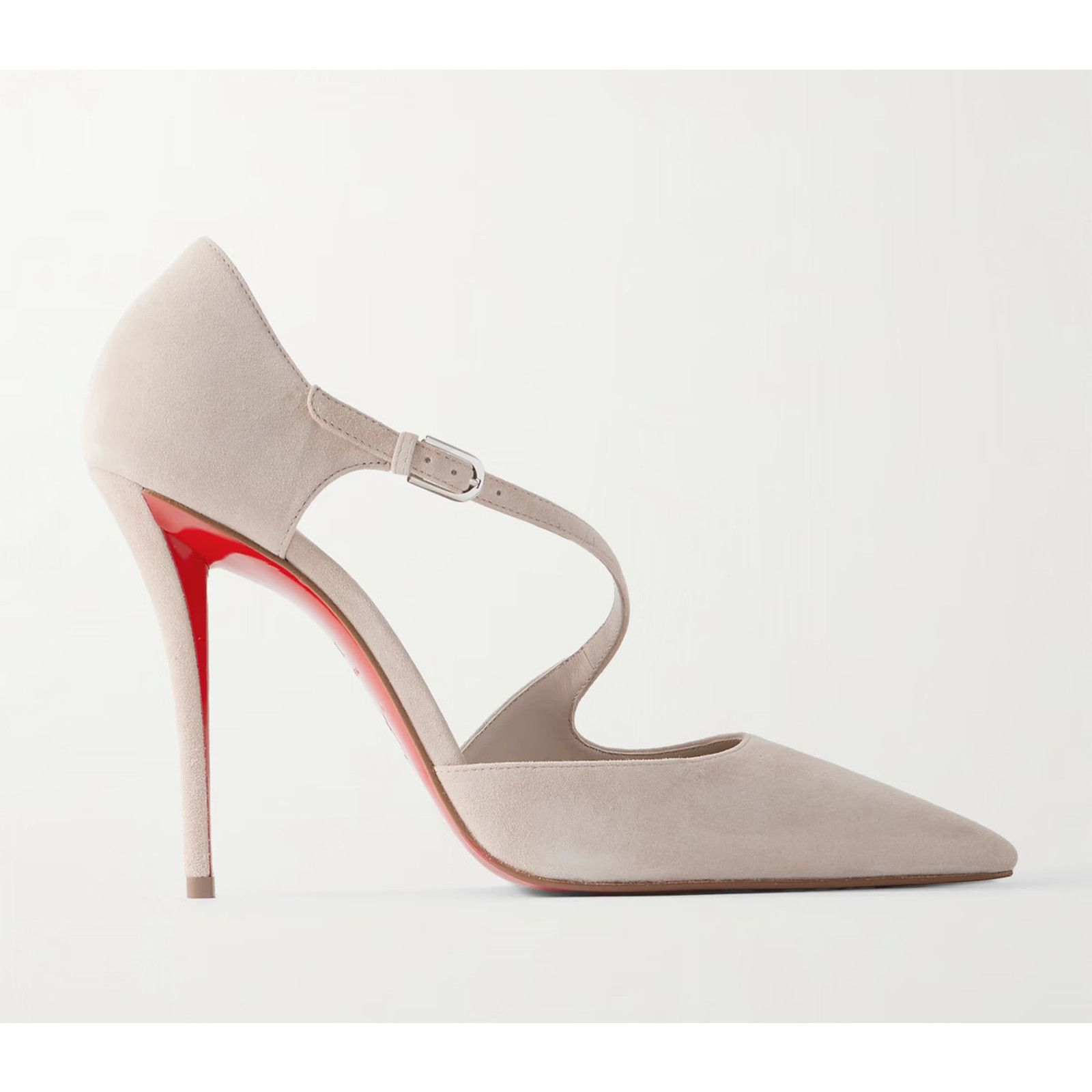 Christian Louboutin Christian Louboutin Pearl Beige Suede Cross Strap Pump 38 Size US 7 / IT 37 - 4 Thumbnail