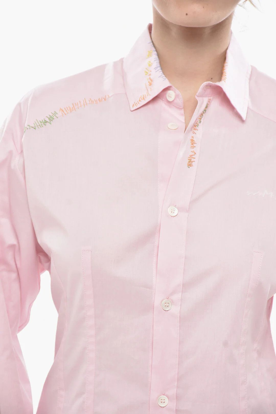 Marni og1mm0326 Slim-Fit Poplin Shirt Dress in Pink Size M / US 6-8 / IT 42-44 - 3 Thumbnail
