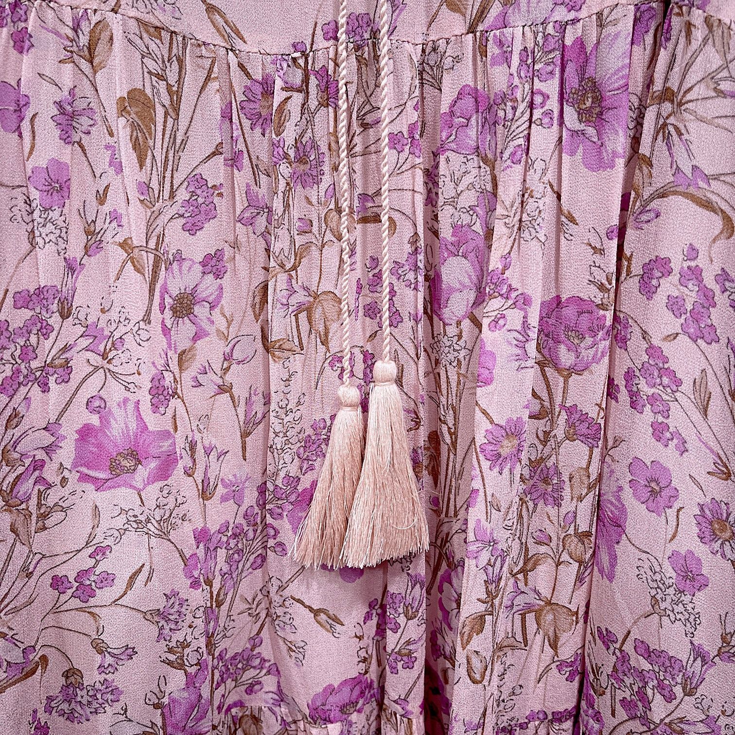 Other SUNDANCE Floral Sheer Tiered Maxi Dress Pink Womens Large Size L / US 10 / IT 46 - 4 Thumbnail