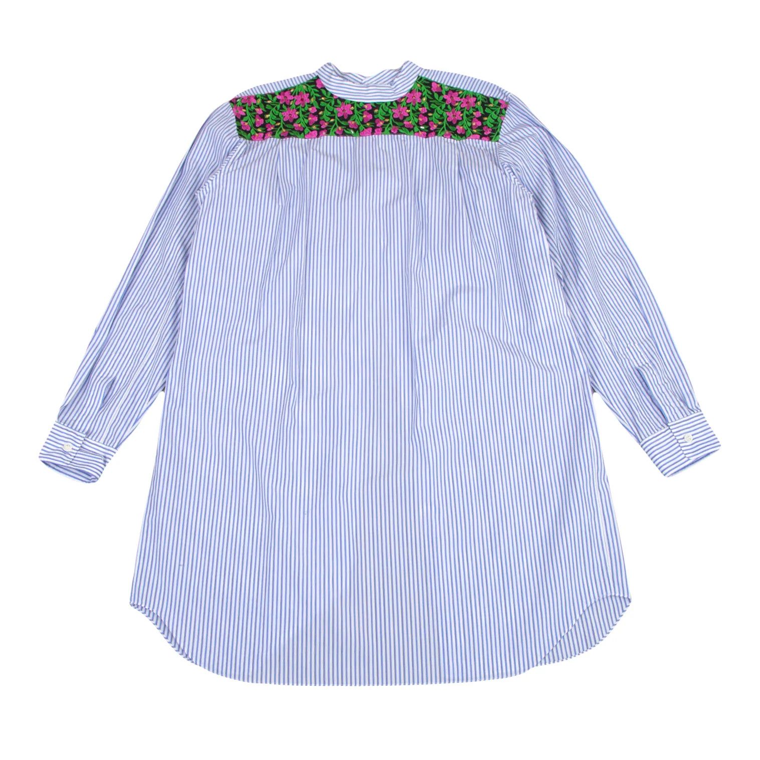 Comme des Garcons Homme Plus Back Floral Embroidery Beaded Stripe Long Shirt in Light Size US M / EU 48-50 / 2 - 1 Preview