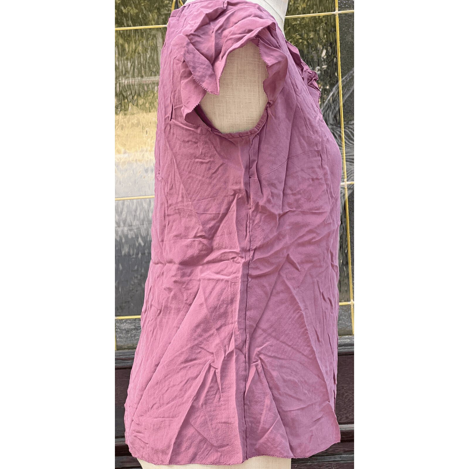Banana Republic Banana Republic 100% Silk Cap Sleeves Ruffle Sz M Dusty Pink Size M / US 6-8 / IT 42-44 - 5 Thumbnail