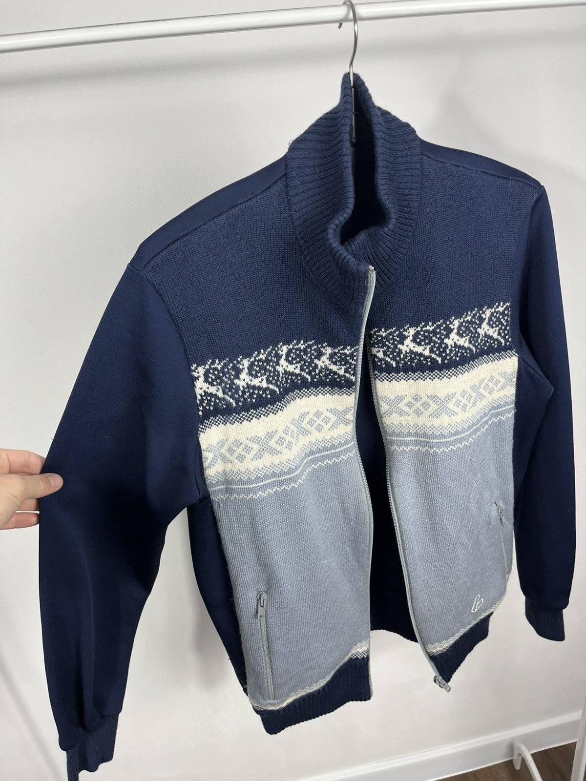 Other Löffler Nordic knit full-zip jacket navy grey size 48 S Size US M / EU 48-50 / 2 - 7 Thumbnail