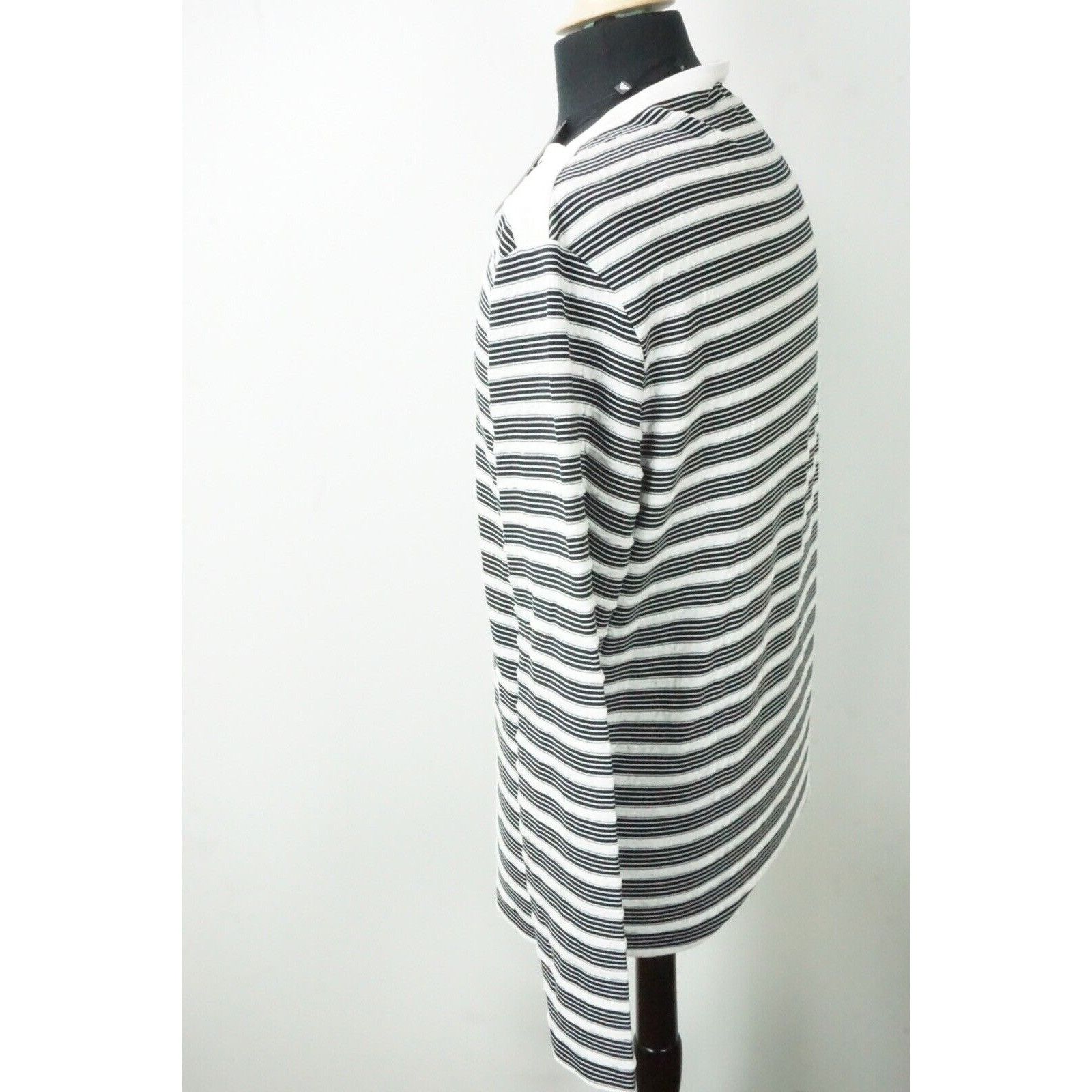 Giorgio Armani Giorgio Armani Black Label White Blue Stripe Cotton Blend Sw Size US M / EU 48-50 / 2 - 2 Thumbnail