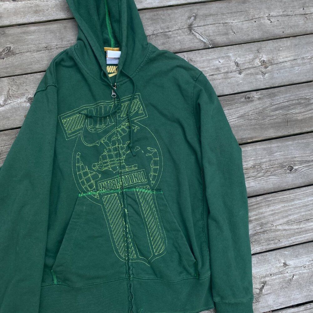 Nike × Vintage Vintage Y2K Nike ALYX Zip Up Hoodie Large Green Embroidered Size US L / EU 52-54 / 3 - 3 Thumbnail