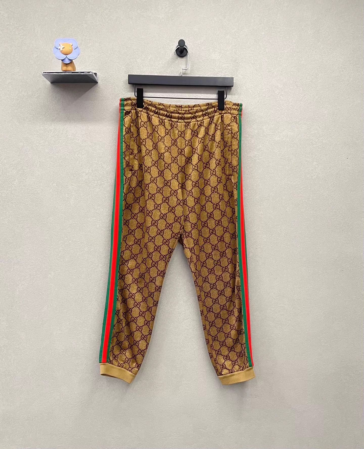 Gucci Beige Patterned Casual Pants with Side Stripes Size US 32 / EU 48 - 1 Thumbnail