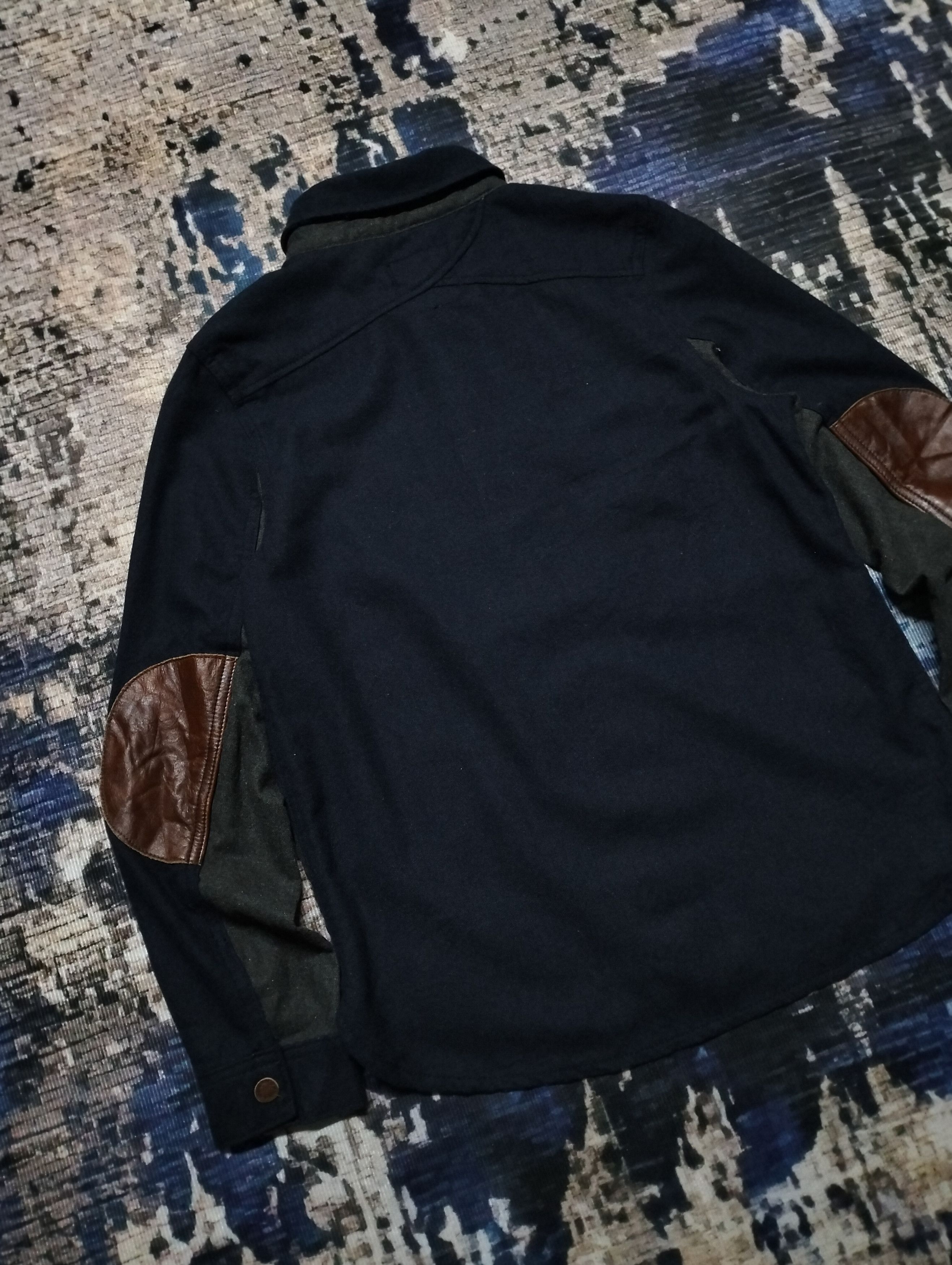 Japanese Brand Clip.Tab Marine Peche Wool Shirt Button Down Leather Part Size US S / EU 44-46 / 1 - 8 Thumbnail