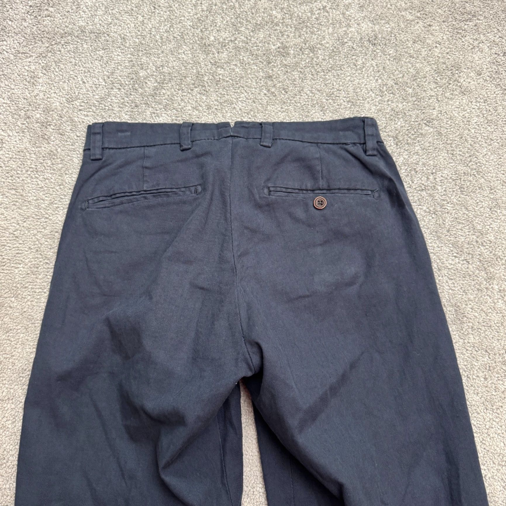 Sean John Dan John Cuffed Dress Pants Mens IT 44 28x29 Navy Blue Pleated Front Herringbone Size US 28 / EU 44 - 4 Thumbnail