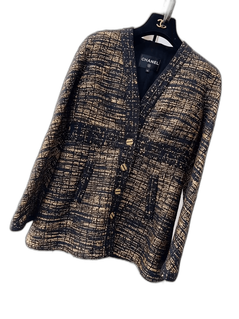 Chanel Chanel Black Gold Waistcoat Jacket Size S / US 4 / IT 40 - 1 Thumbnail