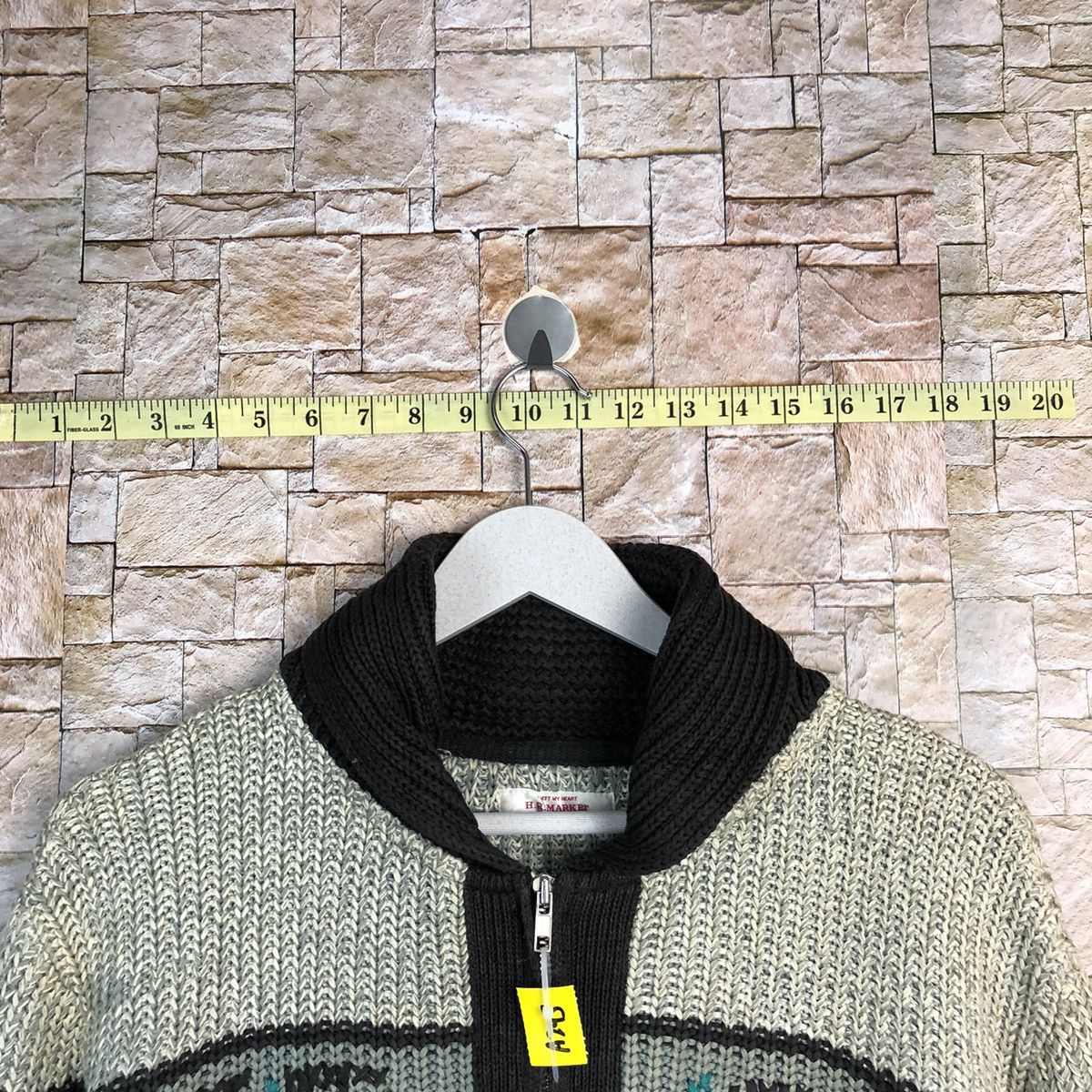 HOLLYWOOD RANCH MARKET × Homespun Knitwear Hollywood Ranch Market HR Grey Knitwear art cardigan #A293 Size US L / EU 52-54 / 3 - 4 Thumbnail