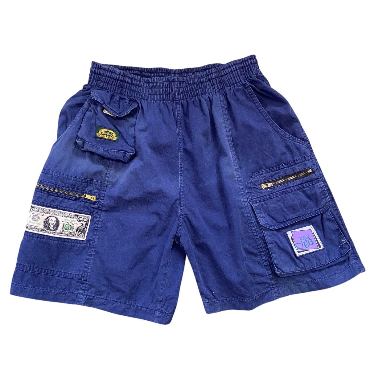 Vintage RARE Vintage 90s Blue Utility Cargo Shorts Drawstring Size US 28 / EU 44 - 1 Thumbnail