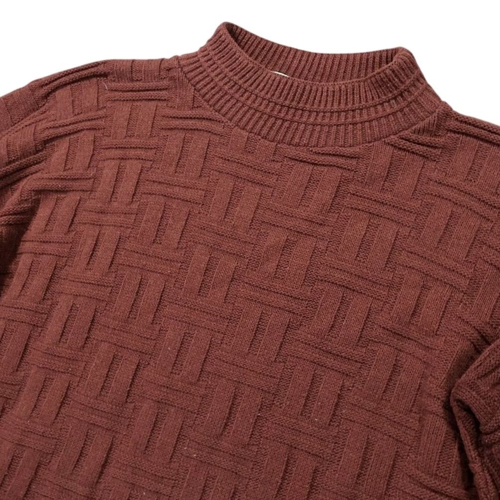 Basic Editions VINTAGE Basic Editions Sweater Mens Large Brown Excellent Basketweave Mock Neck Sweater Size US L / EU 52-54 / 3 - 3 Thumbnail