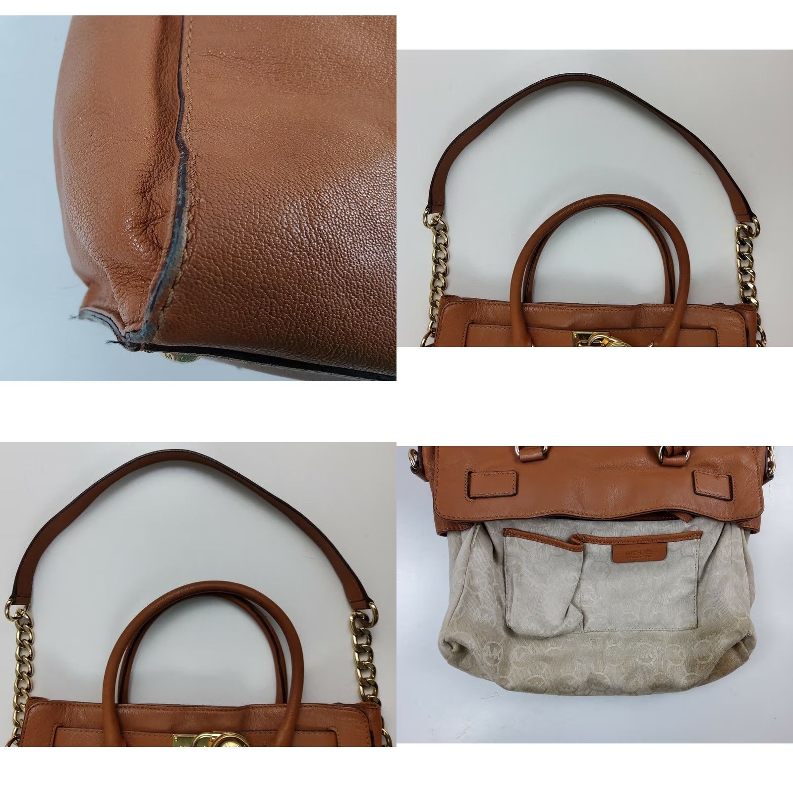 Michael Kors Michael Kors Hamilton Leather Large Satchel Shoulder Bag Gold Padlock Purse Womens Bag Size ONE SIZE - 8 Thumbnail