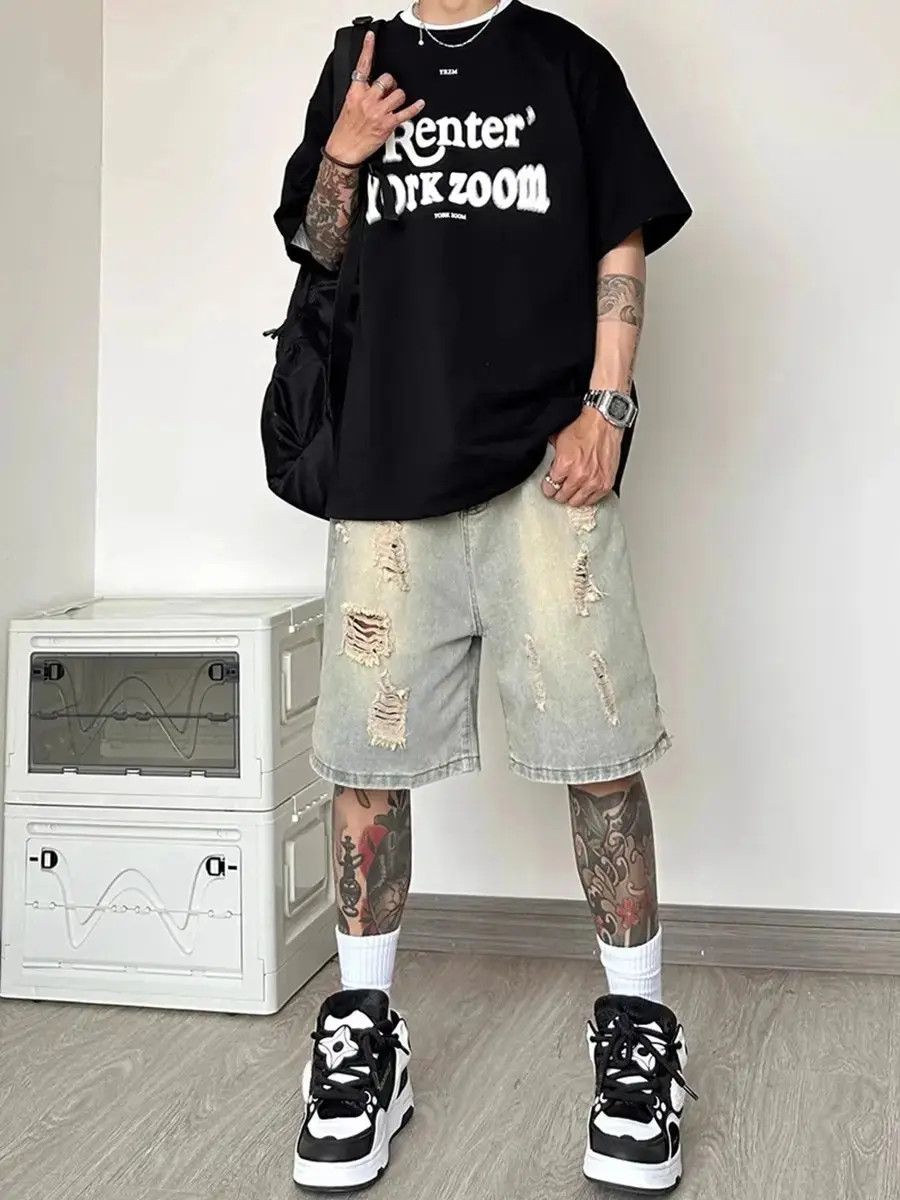 Japanese Brand Retro washed distressed denim shorts Size US 32 / EU 48 - 5 Thumbnail