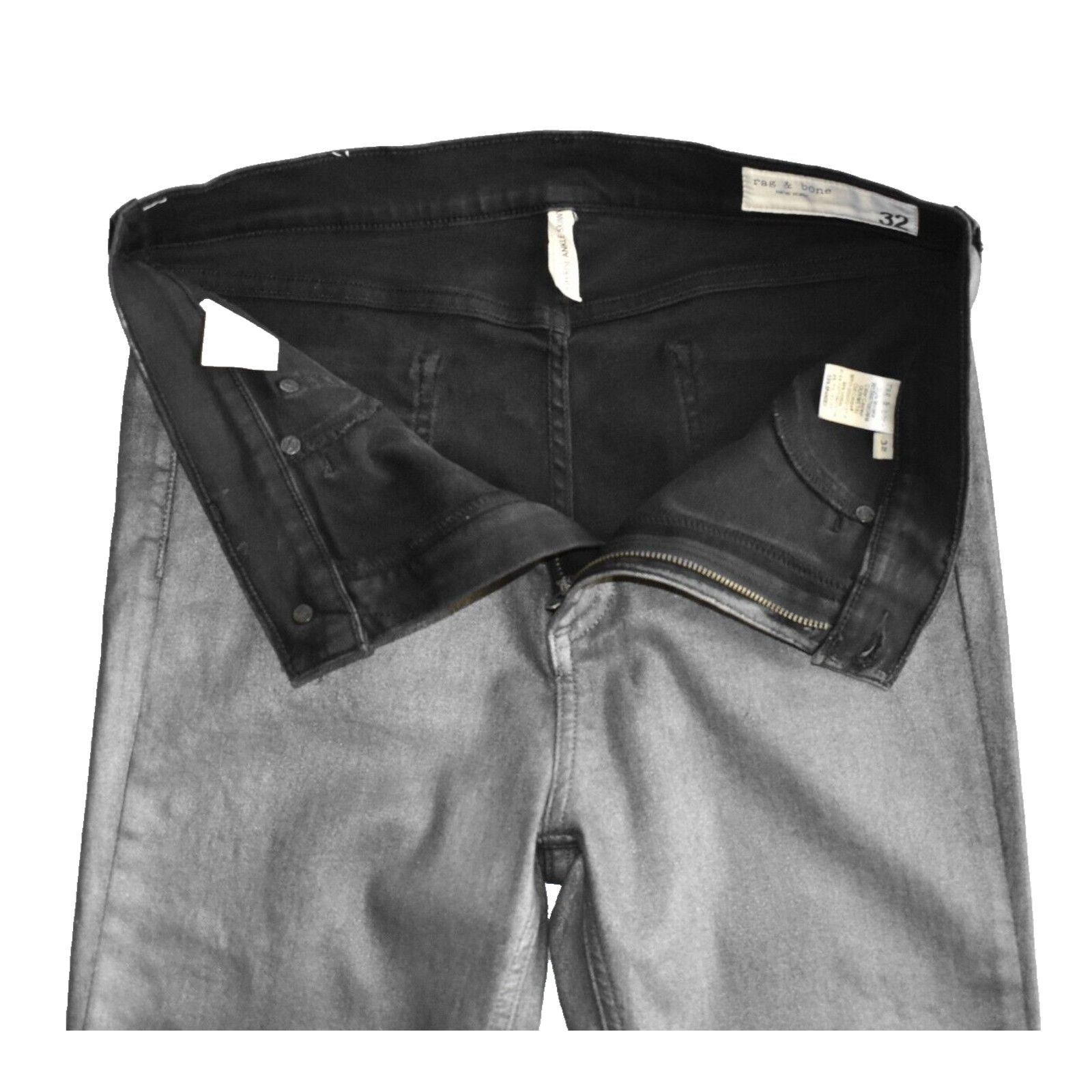 Rag & Bone RAG & BONE Stretch Gun Metal High Rise Skinny Jeans 32 $250 Size 32" / US 10 / IT 46 - 4 Thumbnail