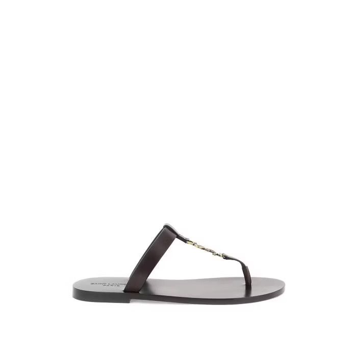 image of Saint Laurent Paris O1S22I1N0524 Cassandre Leather Flip In Brown Shoes, Men's (Size 10)