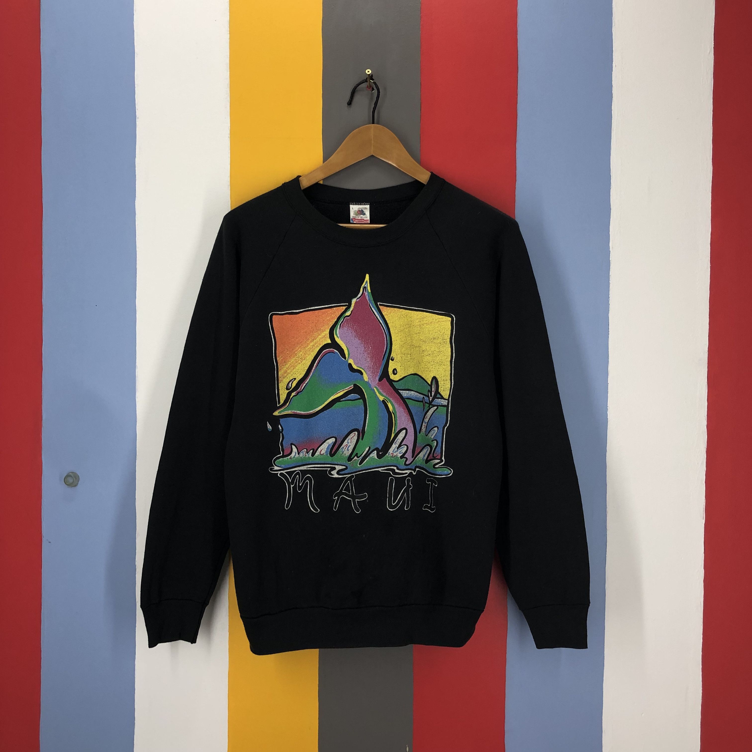 90s Vintage MAUI Sweatshirt Nice Design Print #1672/04