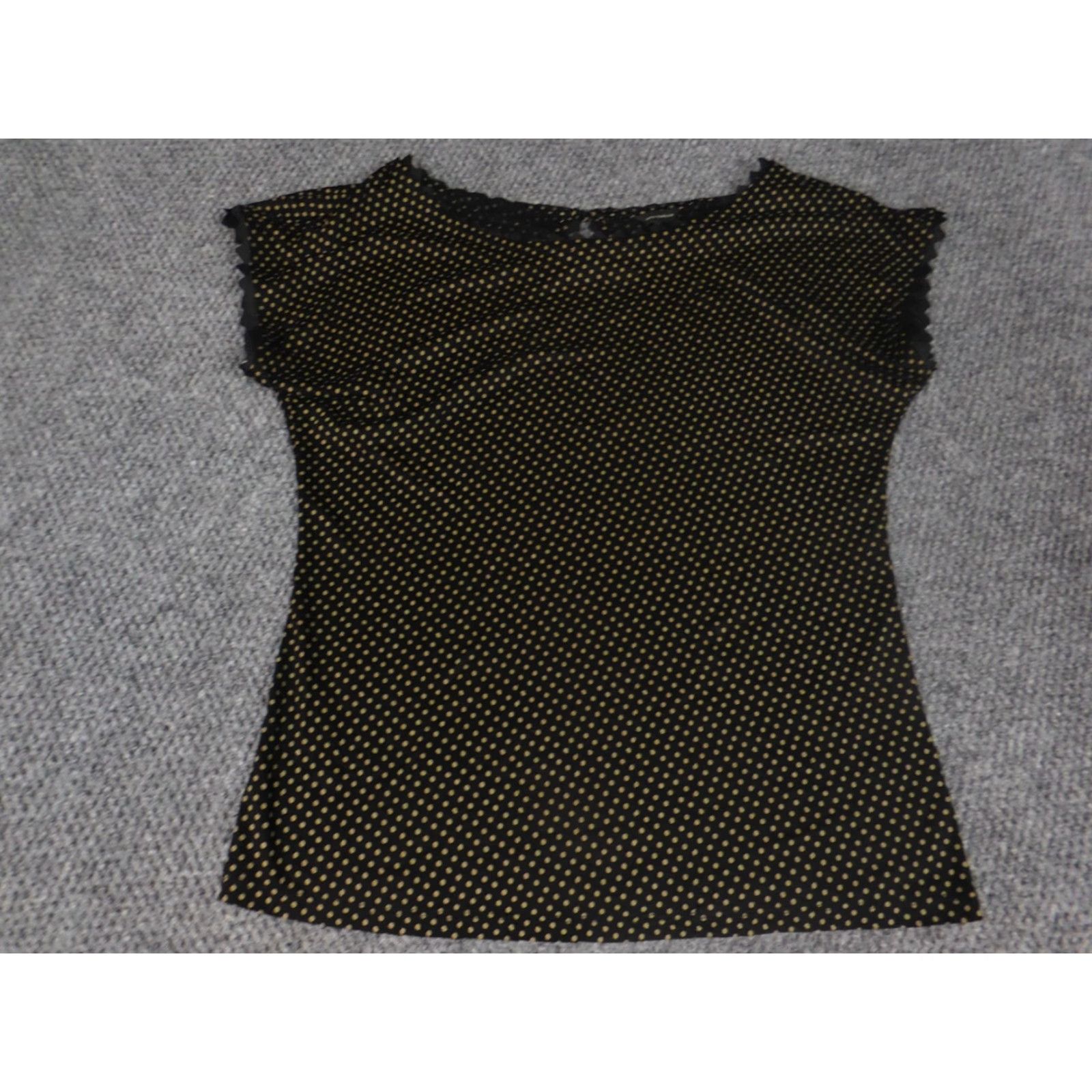 Ann Taylor Ann Taylor Womens Blouse S Black Polka Dot Round Neck Pullover Casual Shirt Shirt Womens Size S / US 4 / IT 40 - 3 Thumbnail