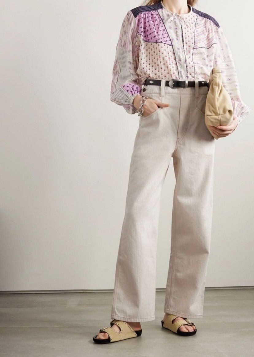 Isabel Marant ISABEL MARANT Myler Herringbone Cotton Wide-Leg Pants Size 24" / US 00 / IT 34 - 3 Thumbnail