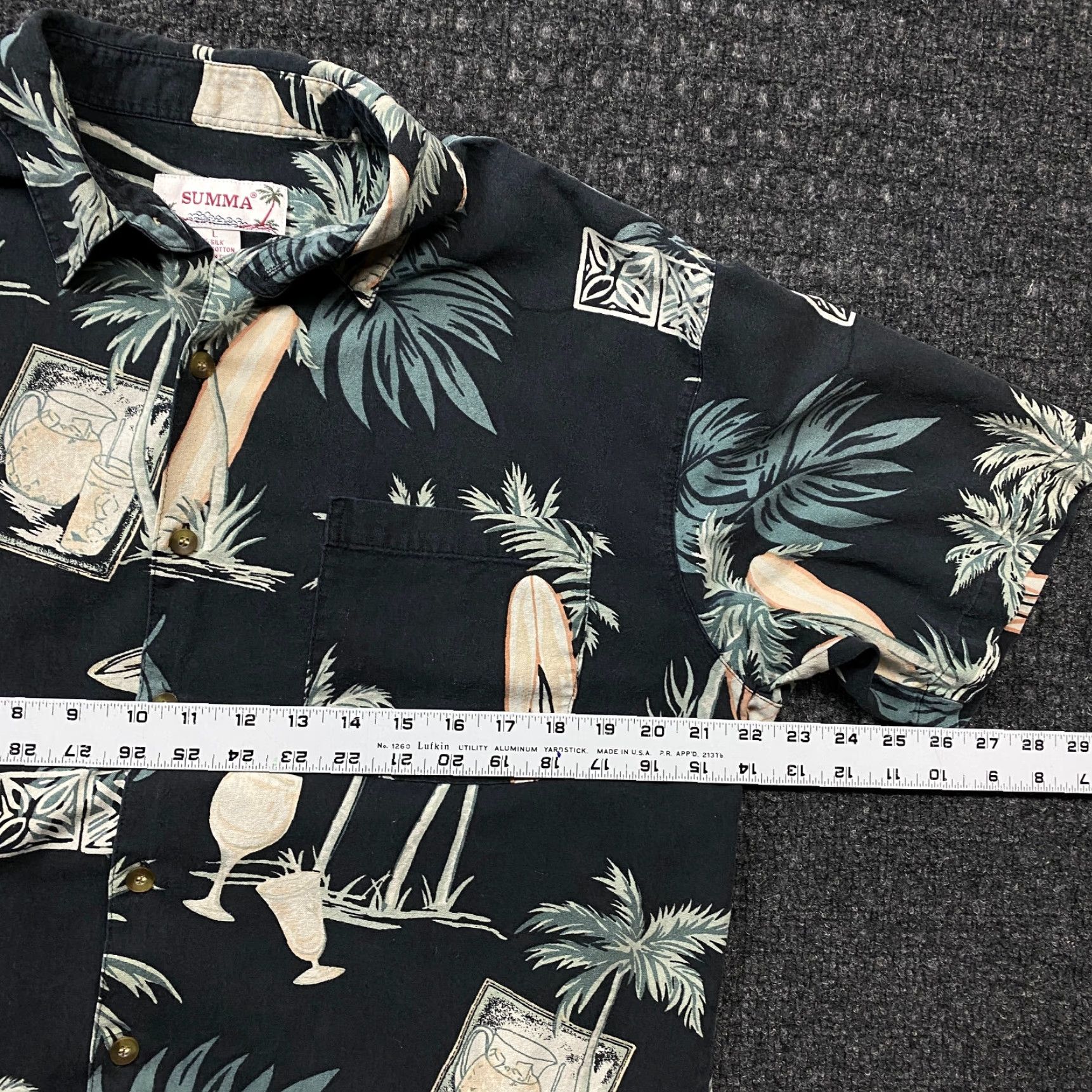 Vintage VINTAGE Summa Hawaiian Shirt Button Up L Silk Black Cocktail Surfboard Palm Shirt Size US L / EU 52-54 / 3 - 5 Thumbnail