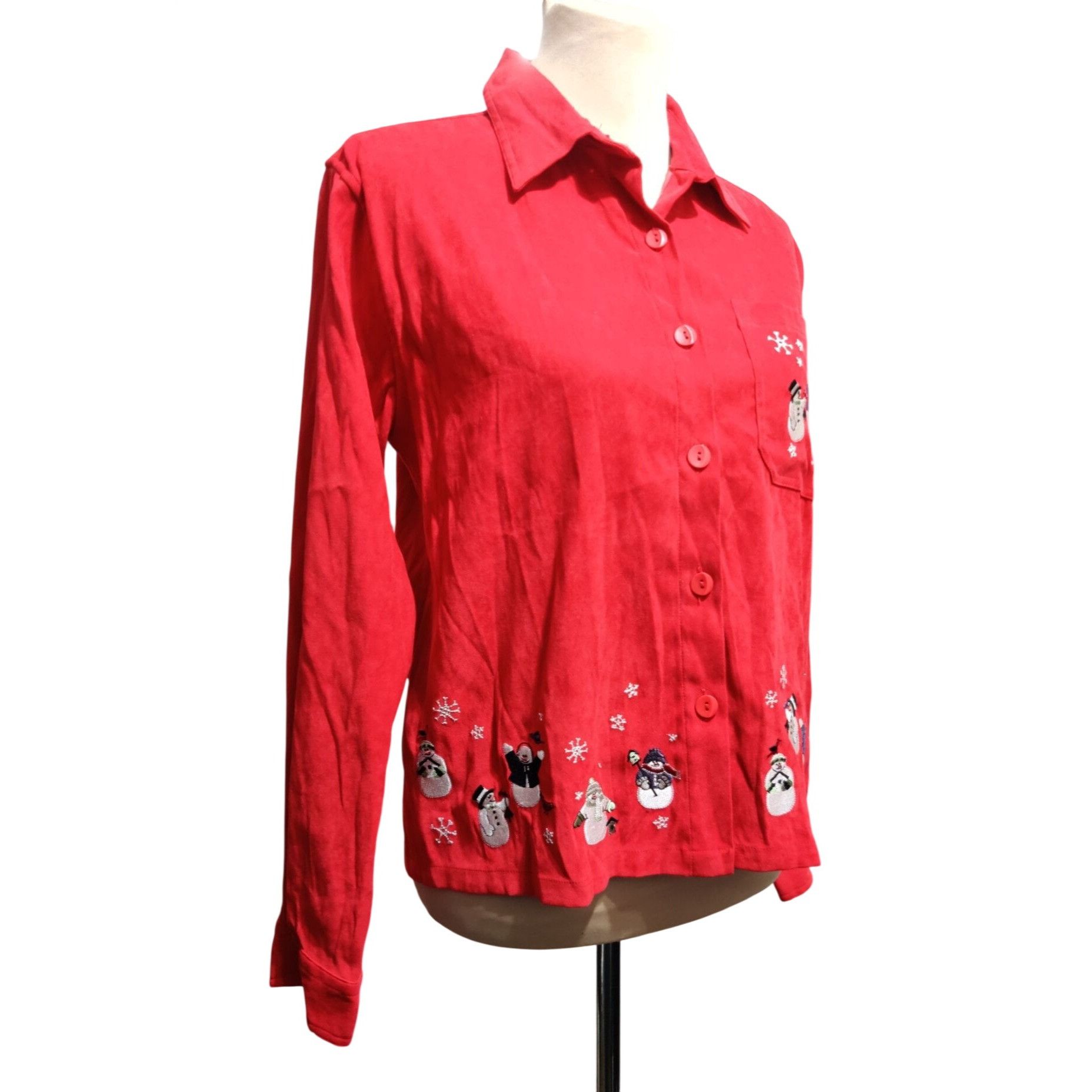 Vintage Vintage Christopher & Banks Shirt Size M Red Snowman Embroid Size M / US 6-8 / IT 42-44 - 8 Thumbnail