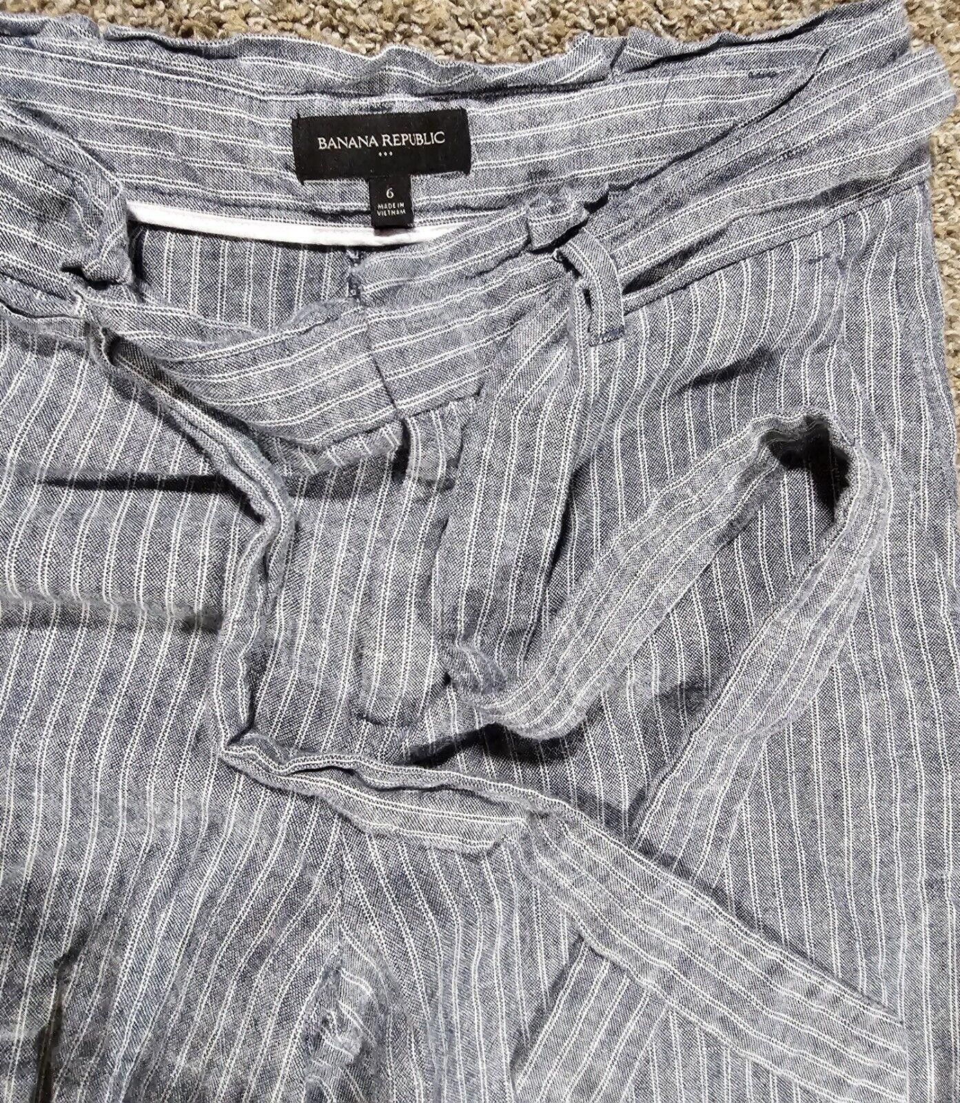Banana Republic Banana Republic Tie Waist Pape Blue CMB pants 6 Linen Blend Size 28" / US 6 / IT 42 - 2 Thumbnail