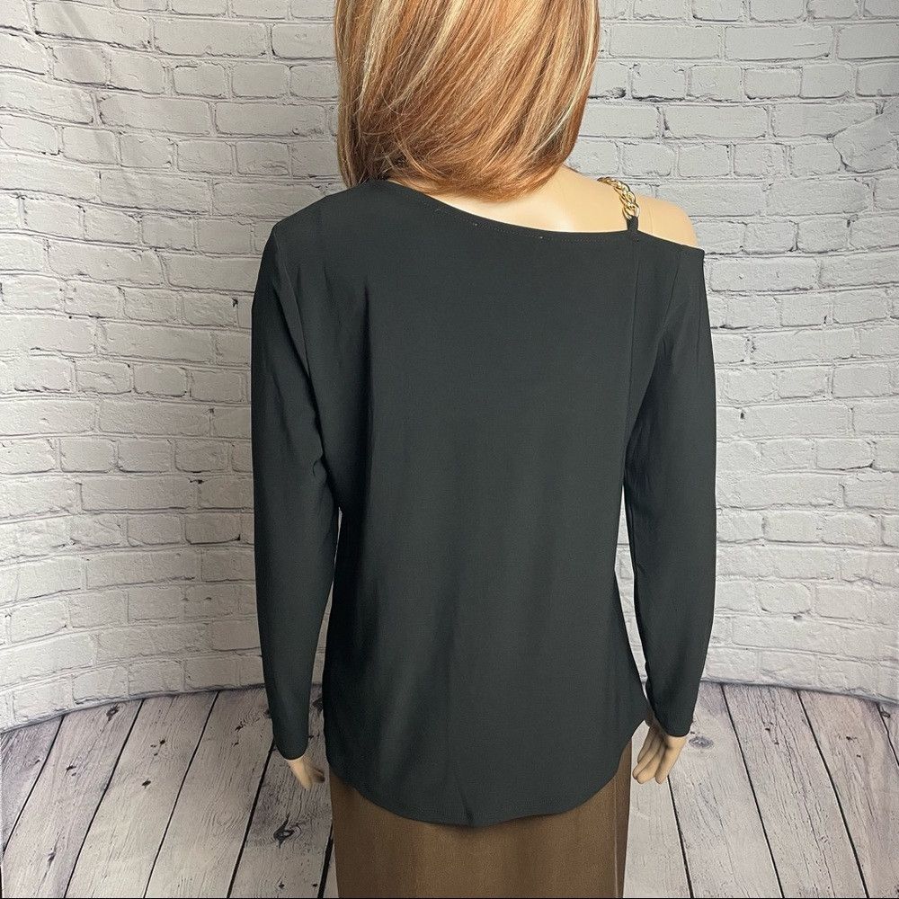 Nine West NWT New Nine West Black Gold Chain Asymmetrical Top Blouse Size M / US 6-8 / IT 42-44 - 4 Thumbnail