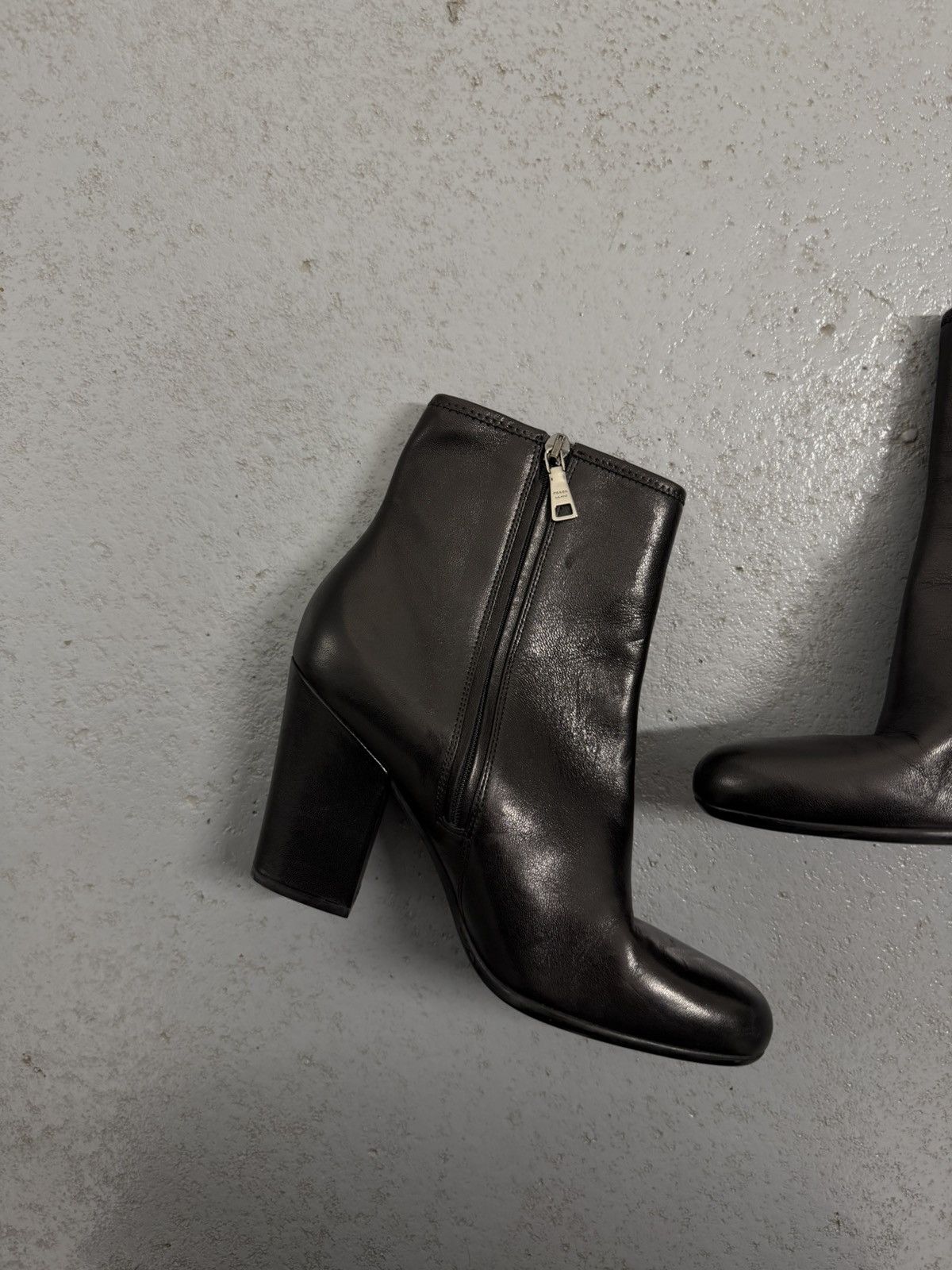 Prada Vintage 00s Prada Ankle Leather Heel Boots Size US 7.5 / IT 37.5 - 8 Thumbnail