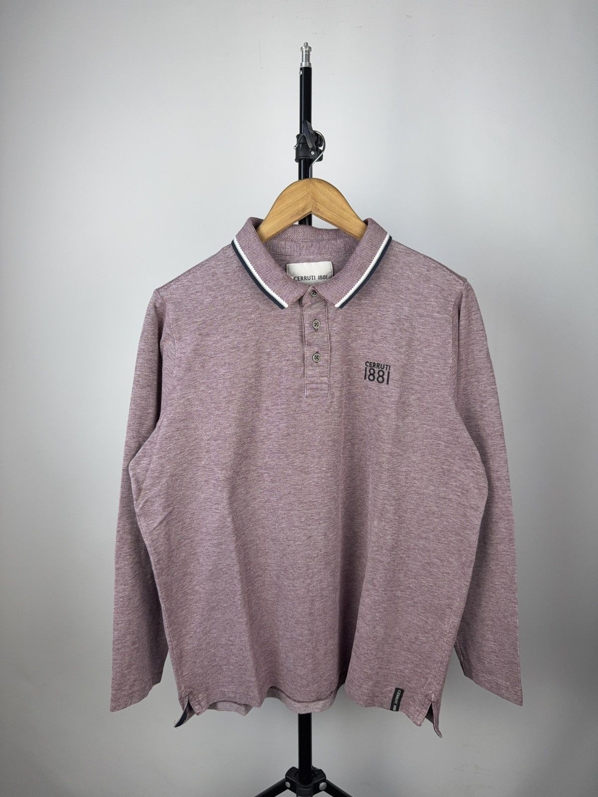 Cerruti 1881 × Designer Cerruti 1881 Blue Long Sleeve Polo Shirt – Size L-XL Size US L / EU 52-54 / 3 - 1 Thumbnail