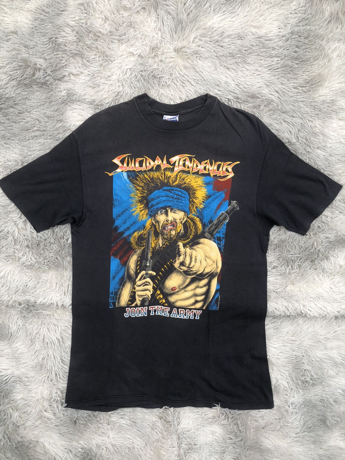 image of Band Tees x Vintage 1989 Suicidal Tendecies Join The Army Shirt in Black, Men's (Size XL)