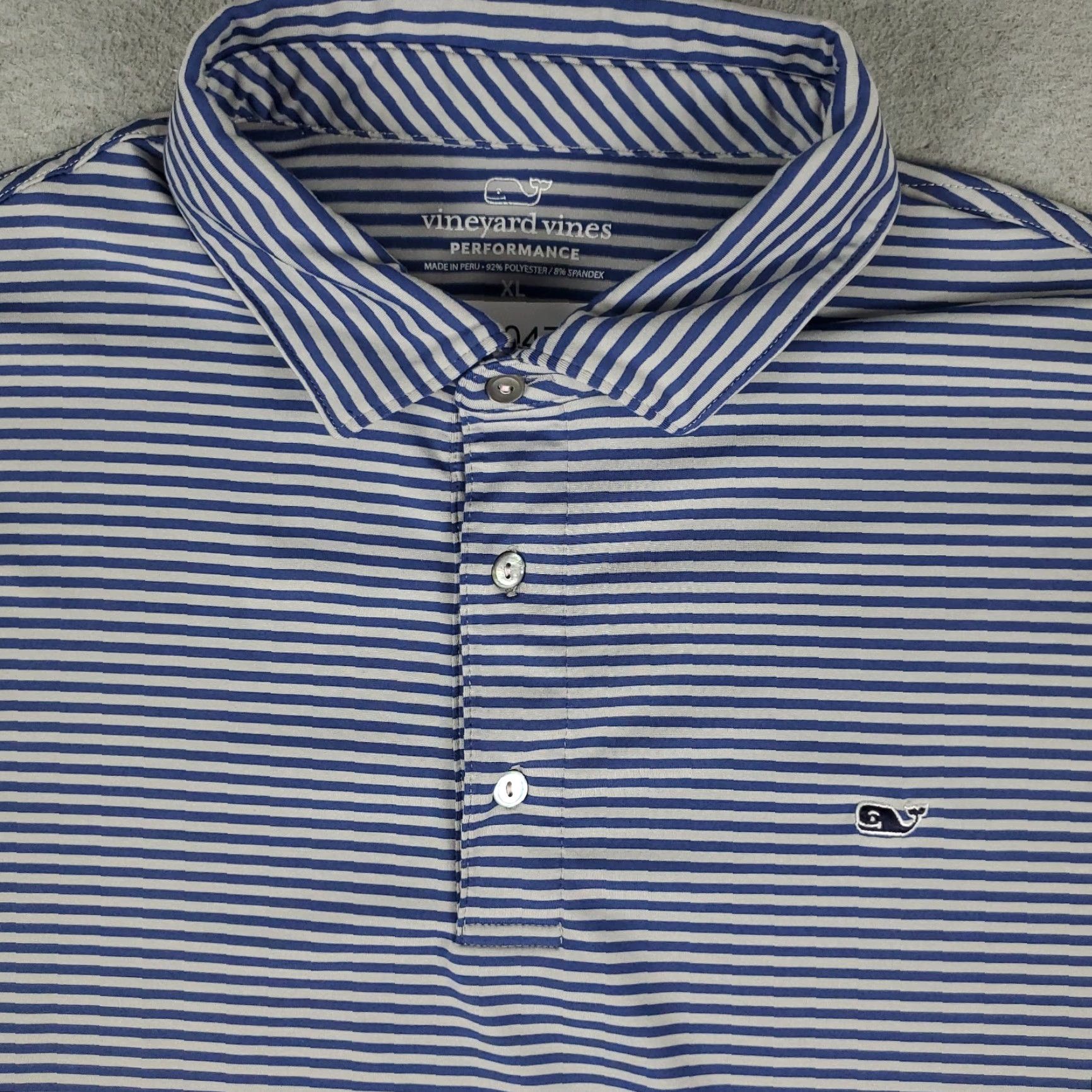 Vineyard Vines Vineyard Vines Polo Shirt Mens XL Gray Blue Striped Performance Golf Shirt Size US XL / EU 56 / 4 - 2 Thumbnail