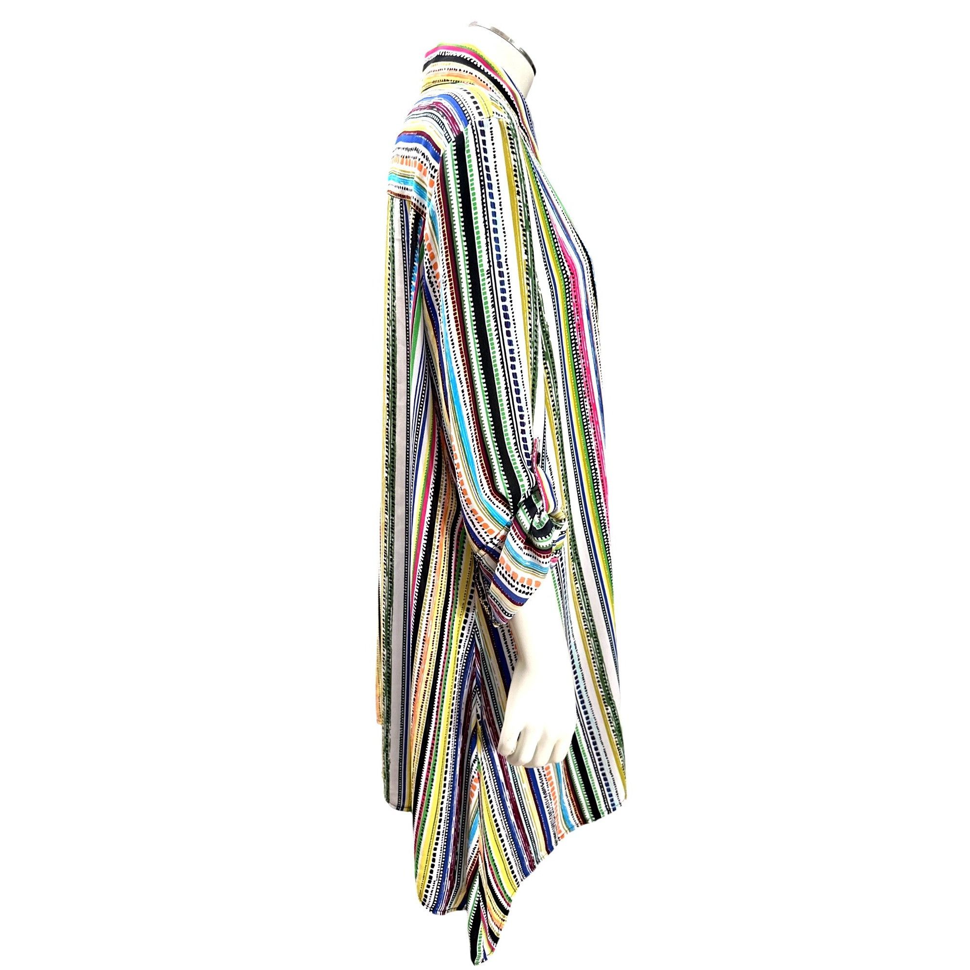 Other Melissa Paige L Multi Color Stripe Shirt Dress Tunic Collar Size L / US 10 / IT 46 - 6 Thumbnail