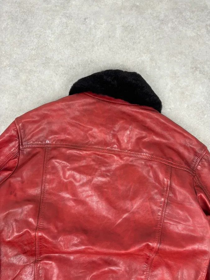 Dsquared2 AW2009 Dsquared2 Red Leather Fur Collar Jacket Size US M / EU 48-50 / 2 - 6 Thumbnail