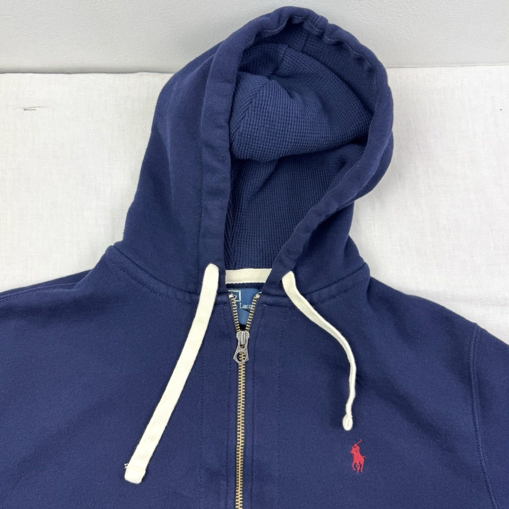 Polo Ralph Lauren VINTAGE Polo Ralph Lauren Hoodie Shirt Adult Large Blue 90s Punk Full Zip Hooded Pockets Mens Size US L / EU 52-54 / 3 - 2 Thumbnail