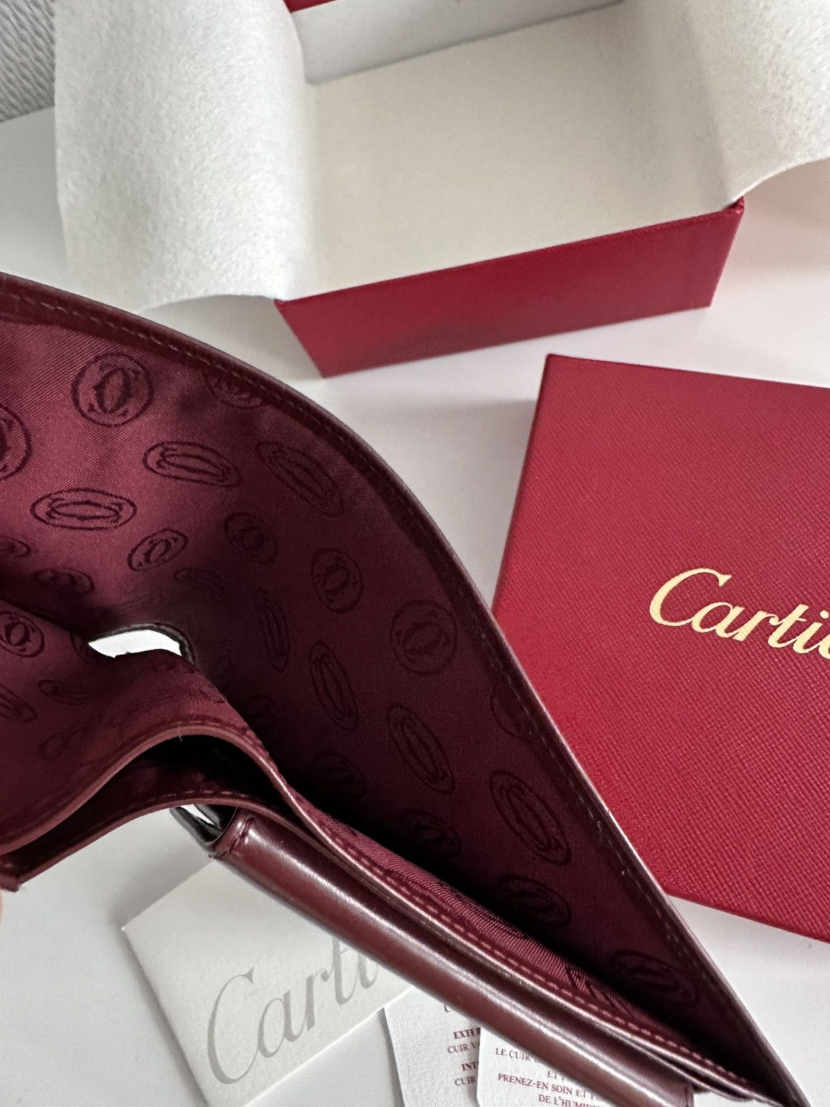 Cartier Vintage 90’s Cartier Red Burgundy Leather Bi Fold Wallet Size ONE SIZE - 4 Thumbnail
