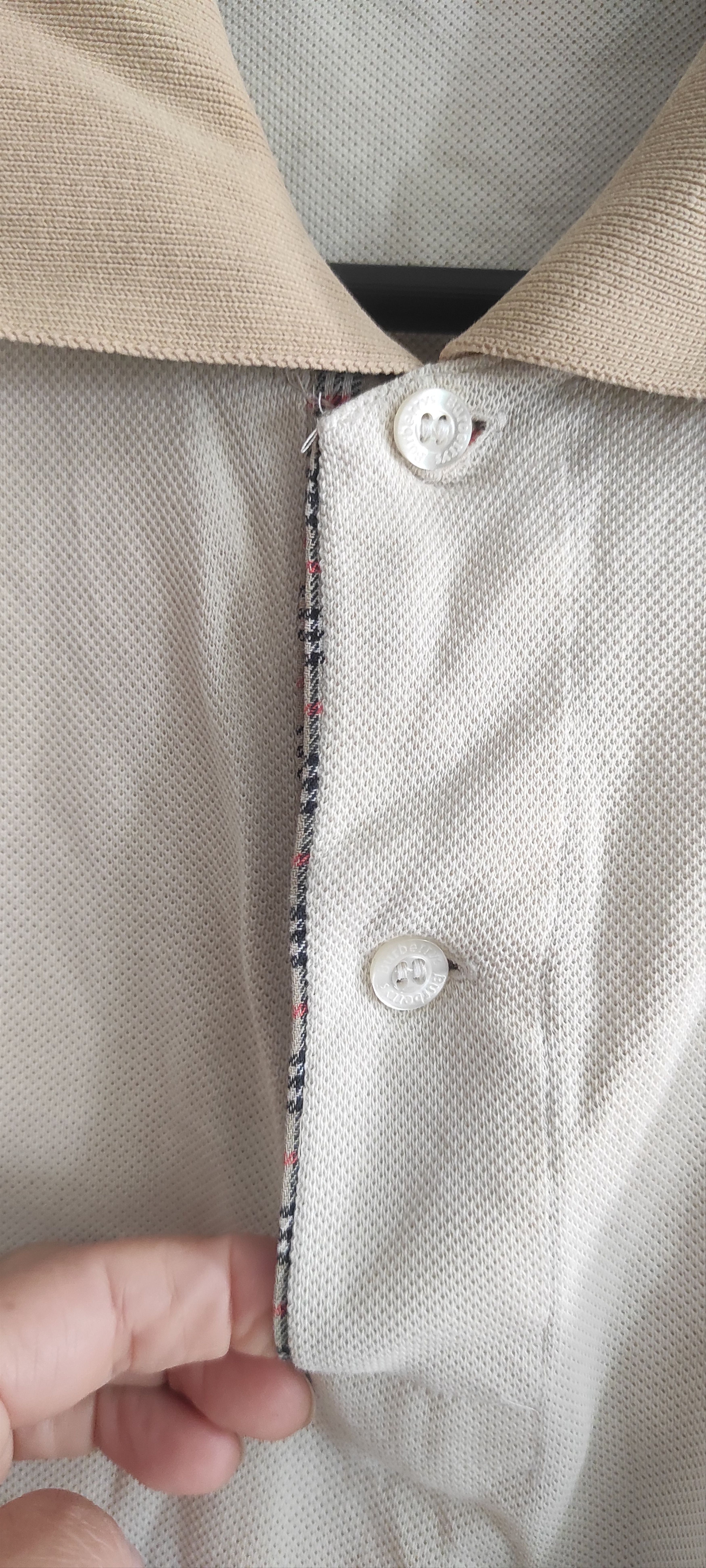 Burberry × Vintage VTG Burberry London Nova Check Polo Beige Tee Shirt Size US L / EU 52-54 / 3 - 7 Thumbnail
