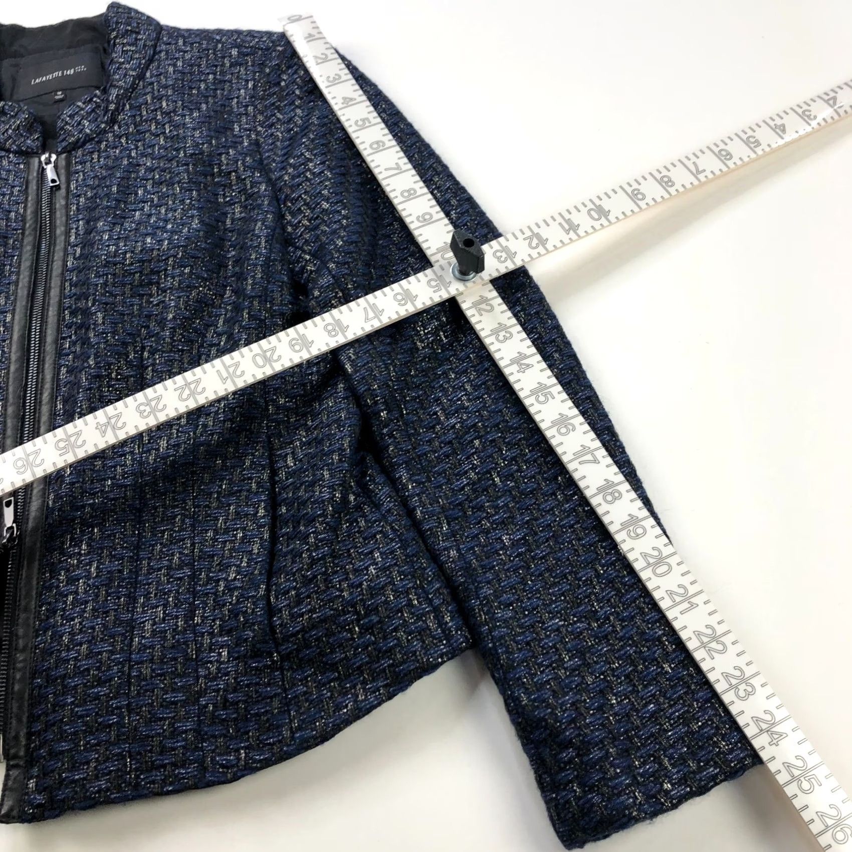 Vintage Lafayette 148 New York Blazer Jacket Wool Blend Metallic Blue 10 Womens MINT Size L / US 10 / IT 46 - 5 Thumbnail