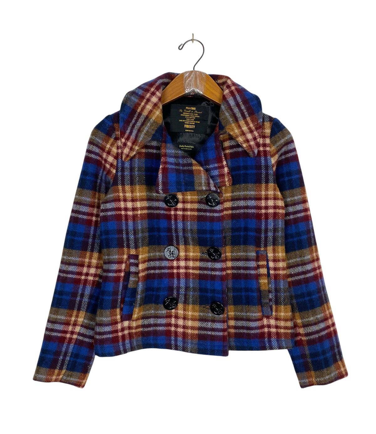 Rare‼️ Vintage Fidelity Wool Pea Coat Tartan Made in Usa