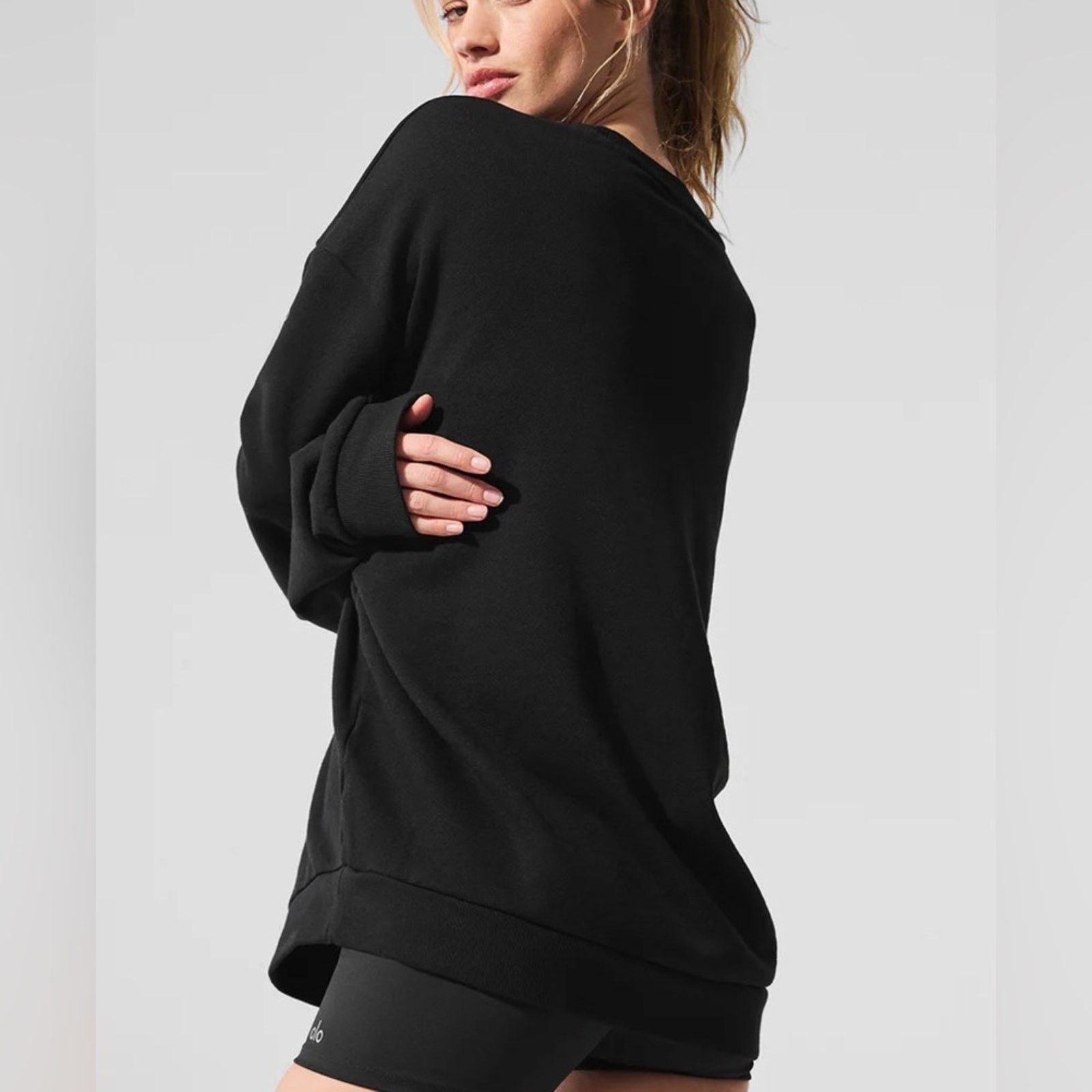 Alo Yoga ALO YOGA Black Chill Crew Neck Pullover $128 Sweatshirt Top Size S / US 4 / IT 40 - 11 Thumbnail