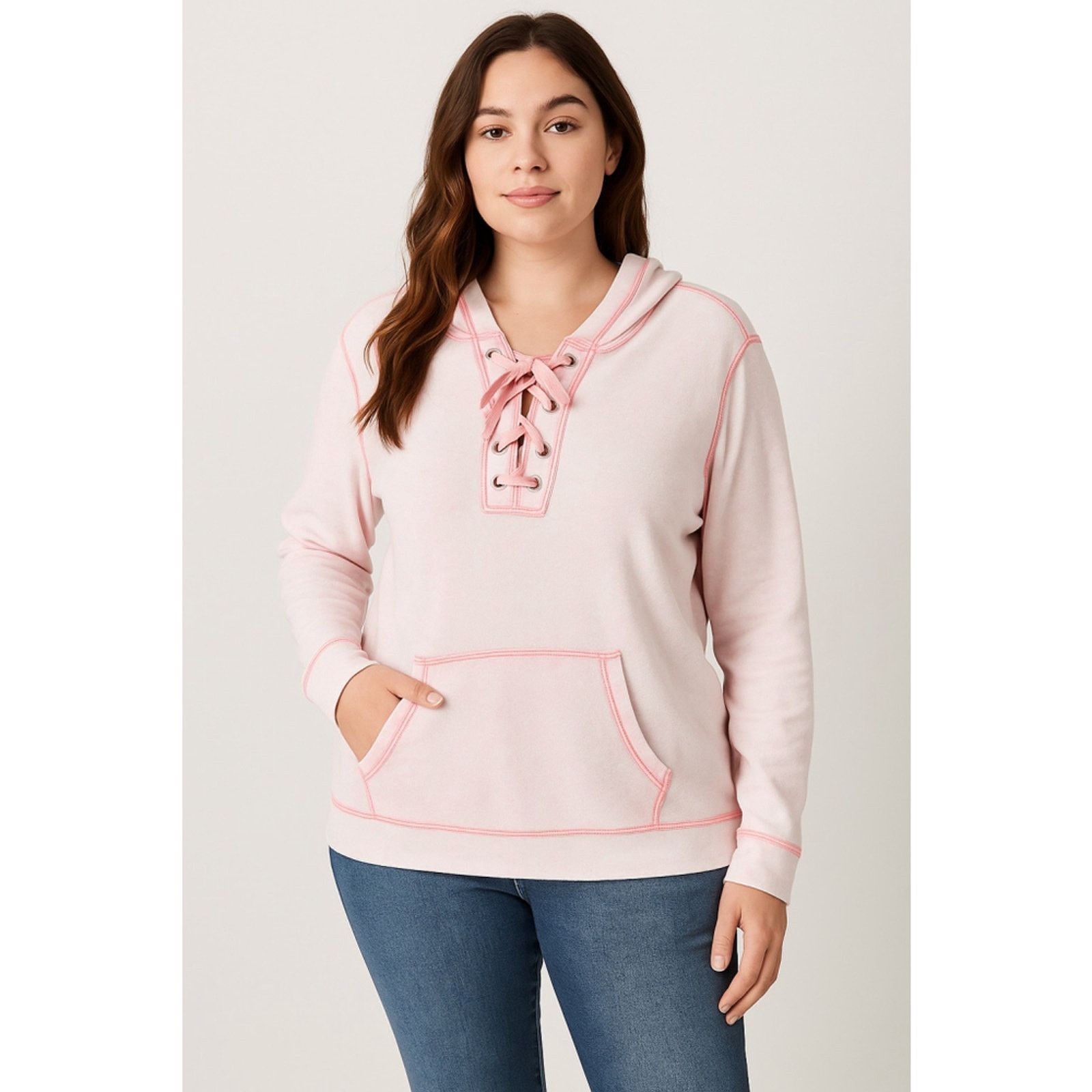 Other Coastal Cowgirl Pink Trim Lace-Up Hoodie Green Tea XXL Size XXL / US 16-18 / IT 52-54 - 1 Thumbnail