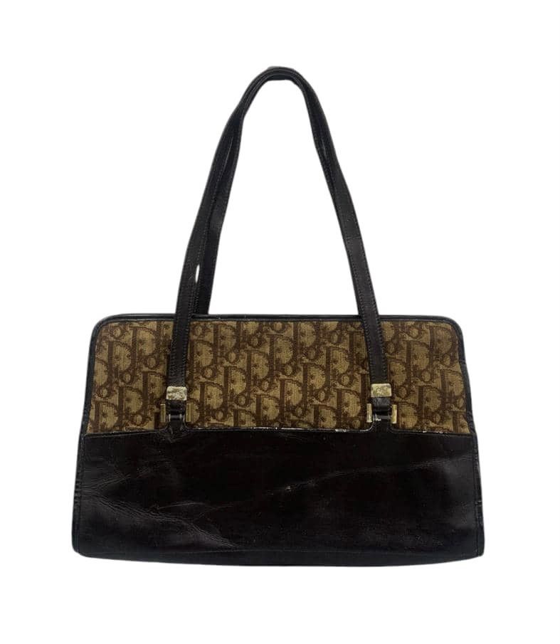 FAST DEAL Vtg Dior Monogram Bag Made in France Eclair Zipper